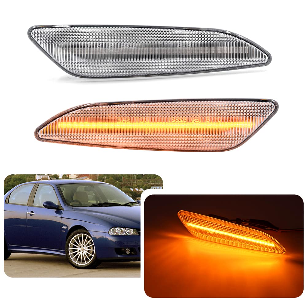 LED-Seiten-Repeater-Kontrollleuchten für Alfa Romeo 147 Facelift 05-10 Alfa Romeo 156 97-05 Fiat Tipo Cross Lancia MK3 Delta Ypsilon Clear Lens Side Blinker Blinker Lampen LED-Seiten-Repeater-Kontrollleuchten für Alfa Romeo 147 Facelift 05-10 Alfa Romeo 156 97-05 Fiat Tipo Cross Lancia MK3 Delta Ypsilon Clear Lens Side Blinker Blinker Lampen von njssjd