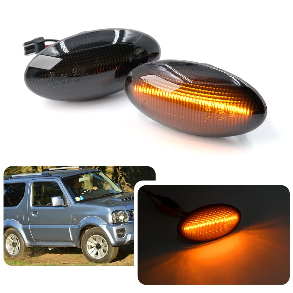 LED-Seitenblinker für Suzuki Jimny 12–18 Swift 04-up Grand Vitara 05–12 Ignis 17-up für Opel Agila B Fiat Sedici Fender Clearance Seitenmarkierungsblinker Rauchglas von njssjd