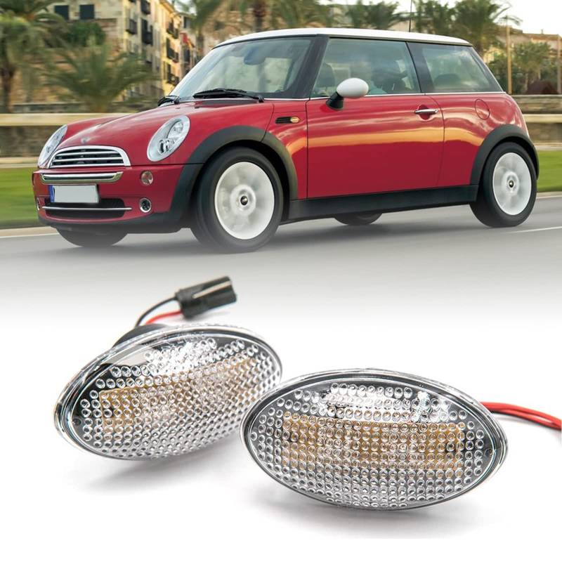 njssjd LED-Seitenmarkierungsblinker, Repeater-Lichter, bernsteinfarben, klar, Blinker für Mini C00per R50 R52 R53 von njssjd