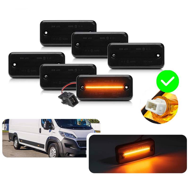 njssjd LED-Seitenmarkierungsleuchten 12–24 V für F.iat Ducato C.itroen Jumper Relais P.eugeot Boxer I.veco Daily Led Seitenmarkierungsleuchten Abstandsleuchte 6 Stück (getönte Linse) von njssjd