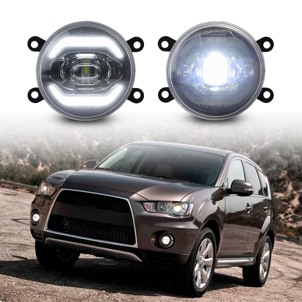 njssjd LED-Tagfahrlichter Nebelscheinwerfer für Mitsubishi Lancer VIII Outlander II Eclipse ASX 6000K Helle Xenon-Weiß-DRL-Lampe von njssjd