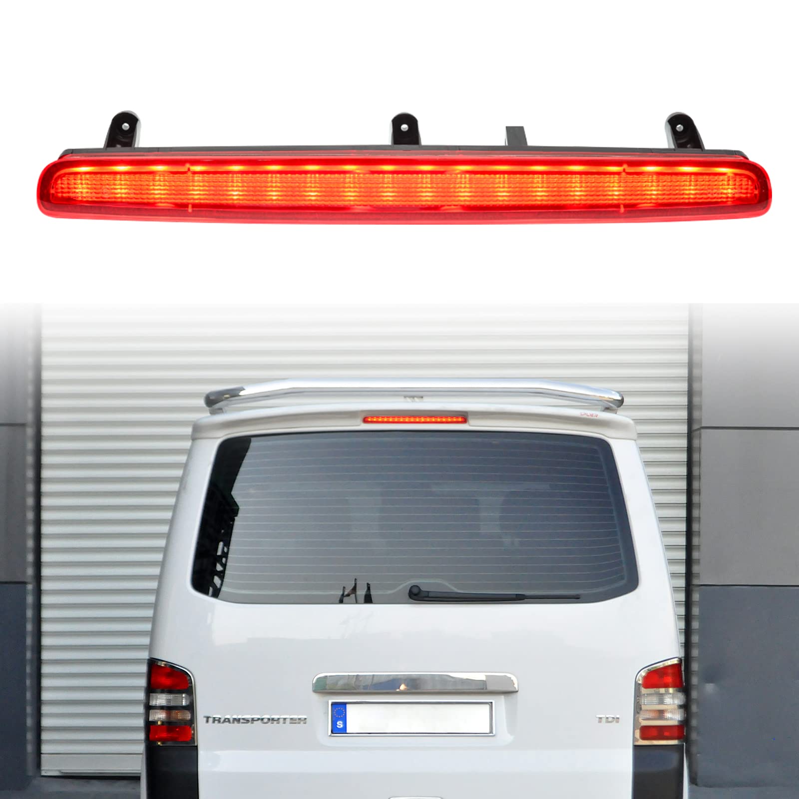 NJSSJD LED Drittes Bremslicht Mittelhoch montiertes Bremslicht für 2003–2015 VW Transporter T5, nur Heckklappenmodelle, hintere hohe dritte Bremsleuchte von njssjd