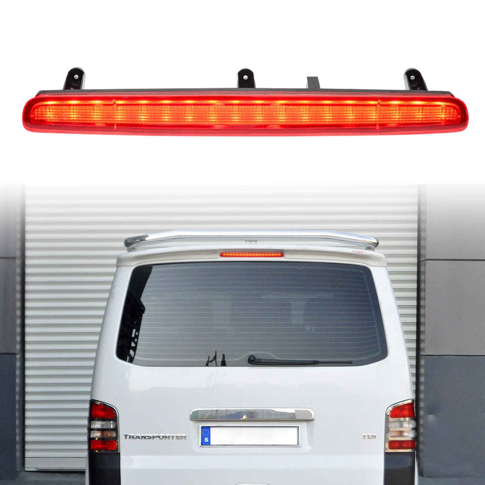 njssjd LED Drittes Bremslicht Mittelhoch montiertes Bremslicht für 2003–2015 VW Transporter T5, nur Heckklappenmodelle, hintere hohe dritte Bremsleuchte njssjd LED Drittes Bremslicht Mittelhoch montiertes Bremslicht für 2003–2015 VW Transporter T5, nur Heckklappenmodelle, hintere hohe dritte Bremsleuchte von njssjd