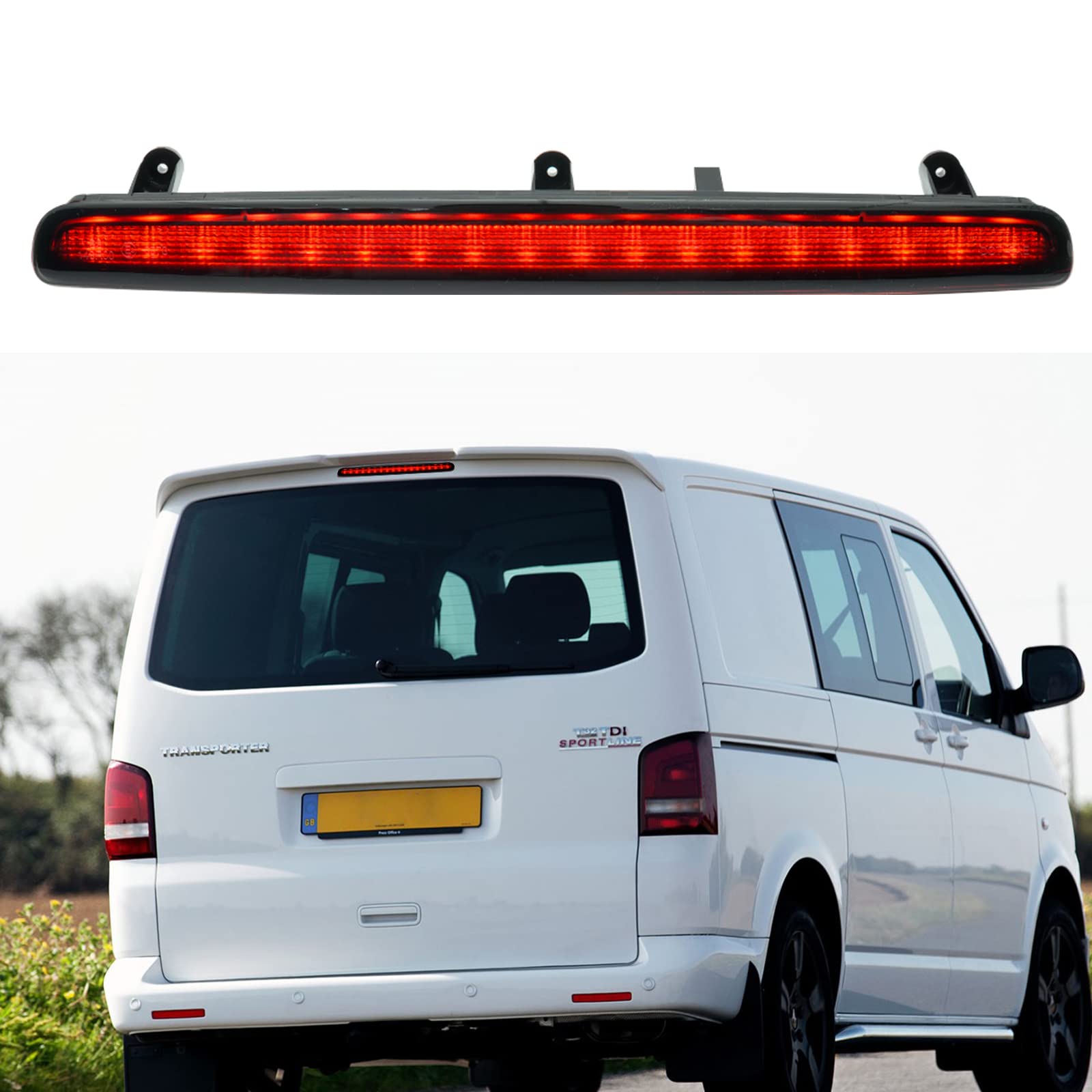 njssjd LED Drittes Bremslicht Mittelhoch montiertes Bremslicht für 2003–2015 VW Transporter T5, nur Heckklappenmodelle, hintere hohe dritte Bremsleuchte von njssjd
