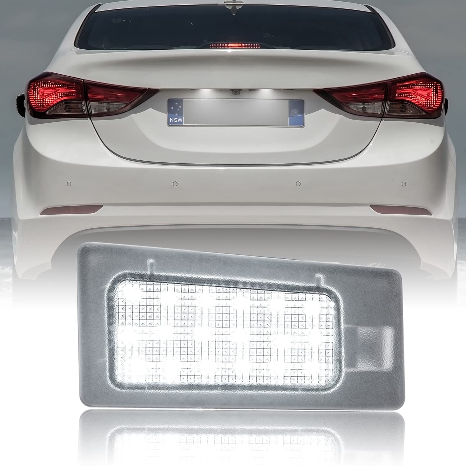 njssjd LED Kennzeichenbeleuchtung für Hyundai Elantra 10–16 i30 12–15 Solaris 17–19, Kennzeichenbeleuchtung für Kia Cerato Limousine 13–18 2 Stück Tag Lampen Canbus Fehlerfrei von njssjd