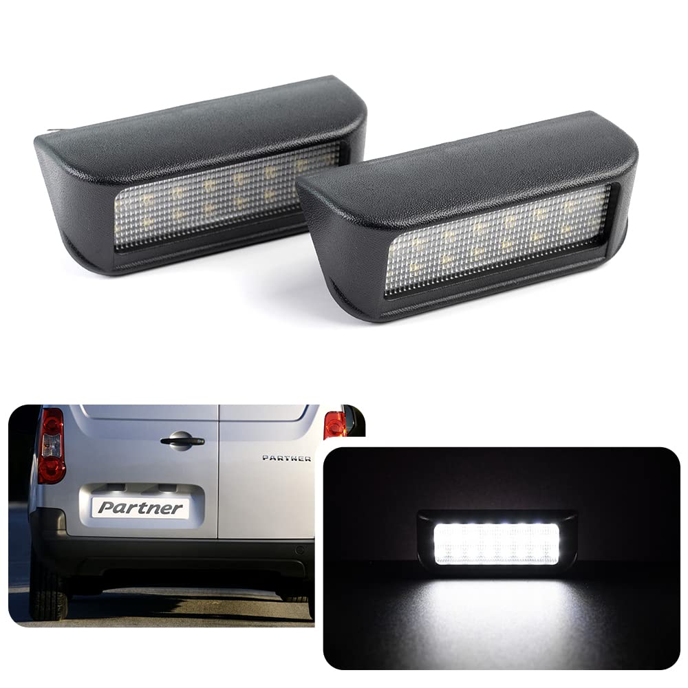 njssjd LED Kennzeichenbeleuchtung für Peugeot Partner Expert Van C-itroen Berlingo Dispatch Spacetourer 12V 24SMD 6000K Kaltweiß Nummernschildbeleuchtung Tag Lampen Canbus Fehlerfrei von njssjd