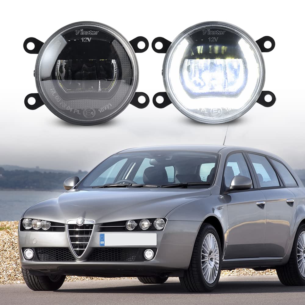 njssjd Led DRL Tagfahrlicht Nebelscheinwerfer Montage für Alfa Romeo Giulia Stelvio Brera 156 159 Spider 939 LED 6000K Weiß E-Prüfzeichen Canbus Fehlerfrei von njssjd