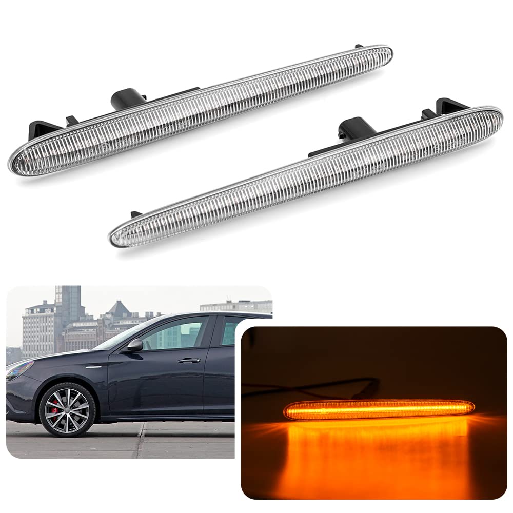 Vollbernsteinfarbenes LED-Seitenblinker-Blinker-Kit Kompatibel mit 2010-2020 Alfa Romeo Giulietta Schrägheck Typ 940 Seitenmarkierungs-Blinker-Montagelampe Klare Linse Vollbernsteinfarbenes LED-Seitenblinker-Blinker-Kit Kompatibel mit 2010-2020 Alfa Romeo Giulietta Schrägheck Typ 940 Seitenmarkierungs-Blinker-Montagelampe Klare Linse von njssjd