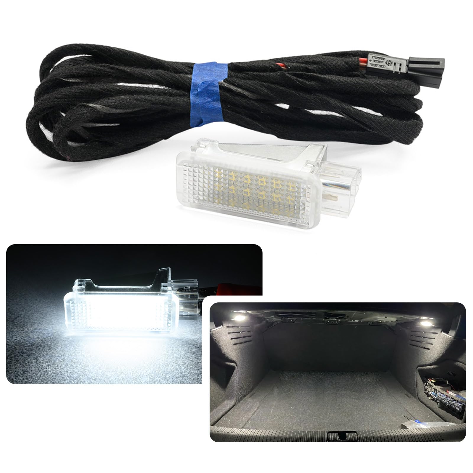njssjd 1 x LED-Kofferraumlicht für 2016–2024 A.udi A4 S4 B9 Limousine, doppelte Kofferraumleuchte, zusätzliche Innenraum-Lampe von njssjd