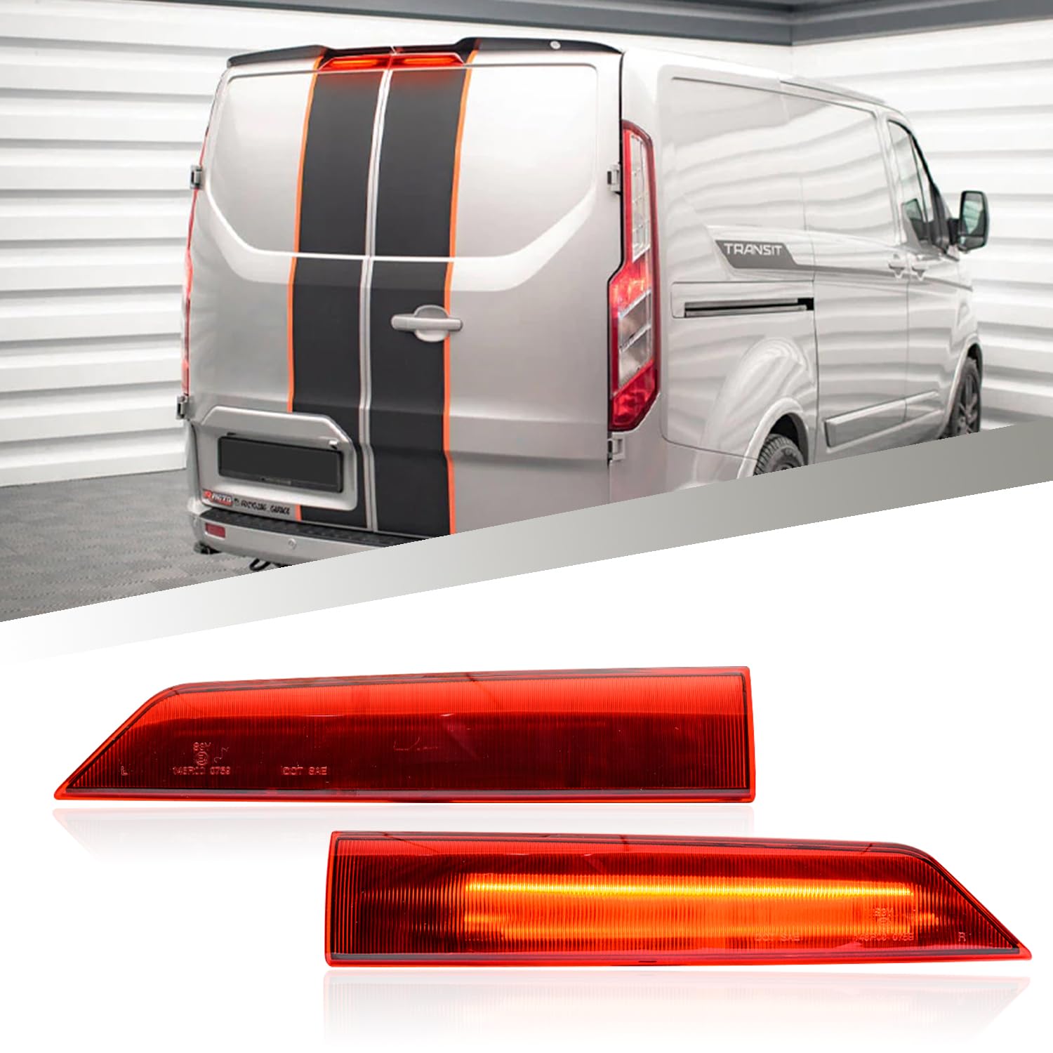 njssjd 2 x dritte LED-Bremsleuchte, hohe Halterung, Bremslicht für 2012–2022 F.ord Transit Custom Rear Central High Level 3. Bremslicht, rote Linse von njssjd