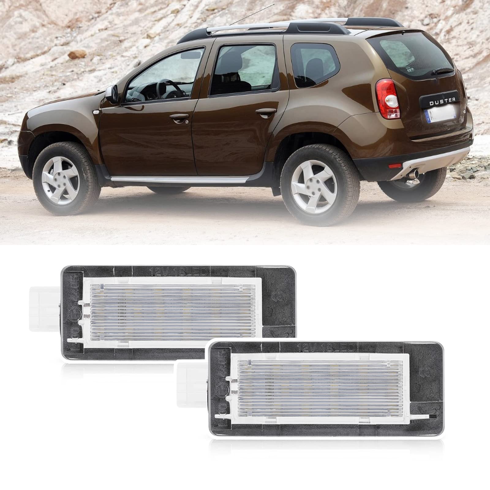 njssjd 2x LED Kennzeichenbeleuchtung kompatibel mit Dacia Duster 2010-2015, Dacia Lodgy II 2013-2021, Dacia Logan MCV II Kennzeichenbeleuchtung Heckleuchte von njssjd