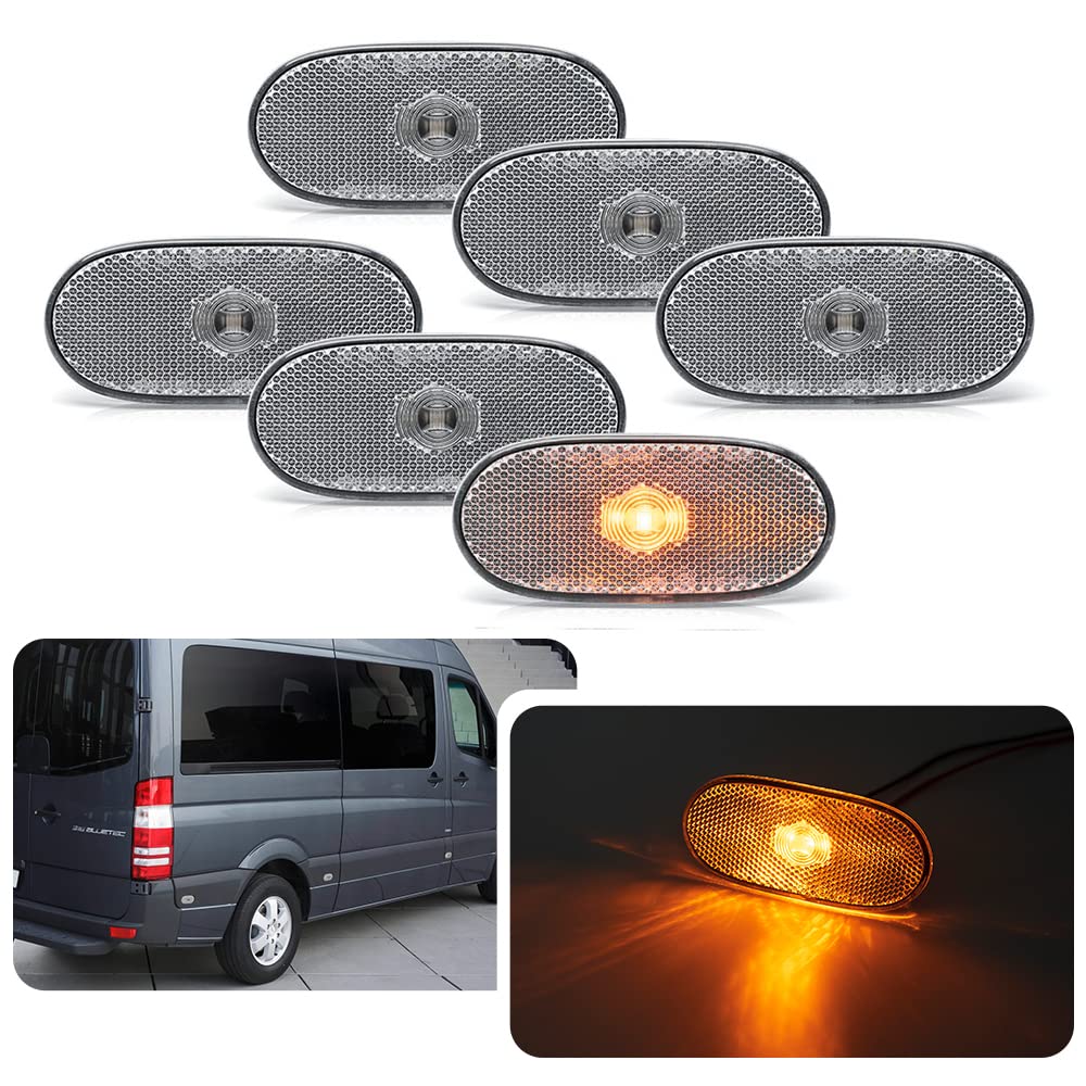 njssjd 6 Stück LED Seitenmarkierungsleuchten Klarglas Led Umrissleuchten für M'ercedes B'enz Sprinter W906 VW Crafter 2006+ OEM # A9068201456, 2E0945061D njssjd 6 Stück LED Seitenmarkierungsleuchten Klarglas Led Umrissleuchten für M'ercedes B'enz Sprinter W906 VW Crafter 2006+ OEM # A9068201456, 2E0945061D von njssjd
