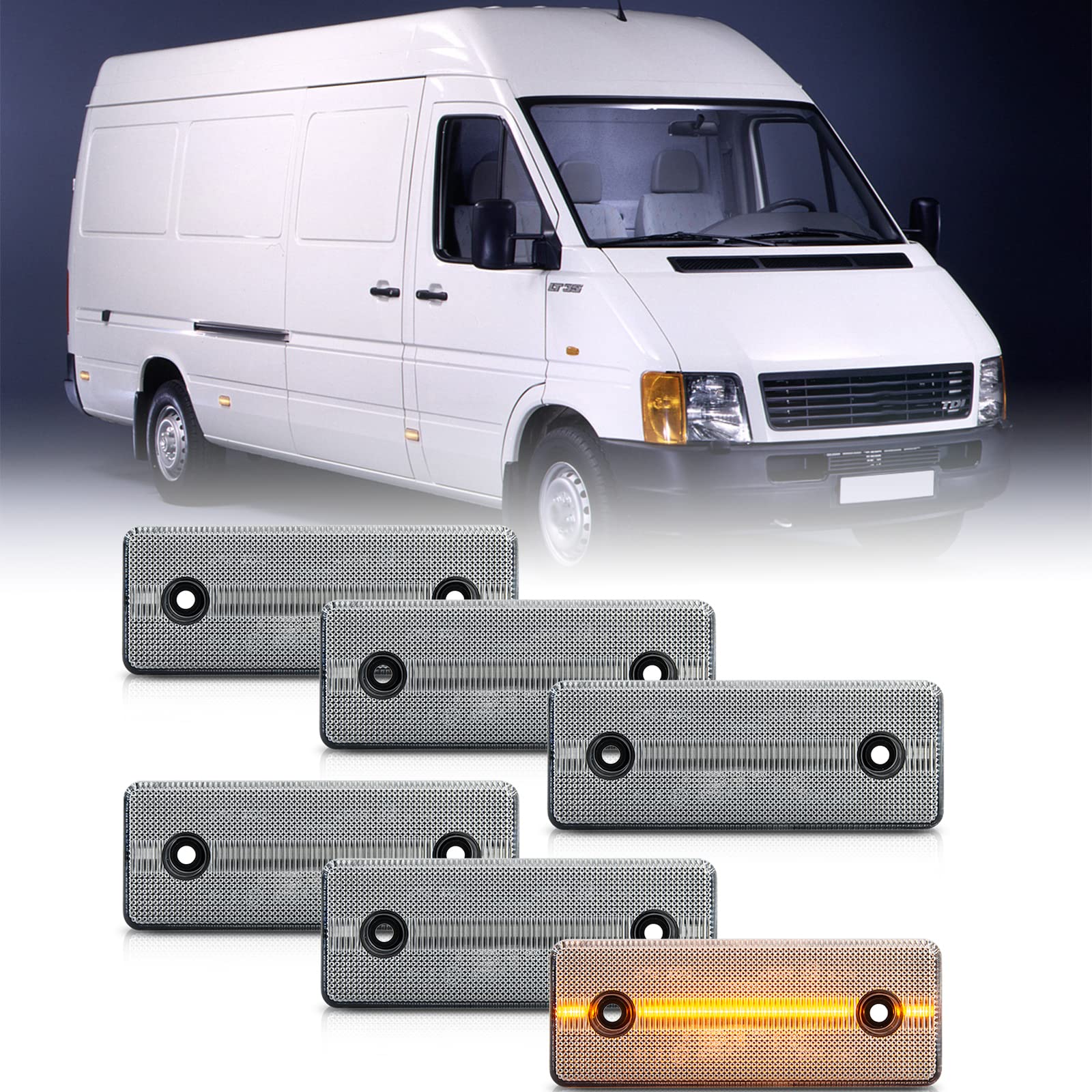 njssjd 6X LED Seitenmarkierungsleuchten für Mercedes Benz Sprinter W901 W902 W903 W904 W905 Volks LT 12V LKW LED Seitenleuchten Positionsleuchte Klarglas njssjd 6X LED Seitenmarkierungsleuchten für Mercedes Benz Sprinter W901 W902 W903 W904 W905 Volks LT 12V LKW LED Seitenleuchten Positionsleuchte Klarglas von njssjd