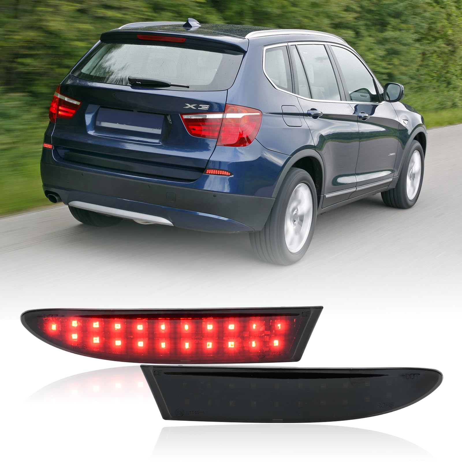 njssjd LED-Heckstoßstangen-Reflektorlicht, Rücklicht, kompatibel mit 2010–2014 B.MW X3 F25 Pre-LCI, 2015–2017 B.MW X3 F25 LCI mit M Aerodynamikpaket njssjd LED-Heckstoßstangen-Reflektorlicht, Rücklicht, kompatibel mit 2010–2014 B.MW X3 F25 Pre-LCI, 2015–2017 B.MW X3 F25 LCI mit M Aerodynamikpaket von njssjd