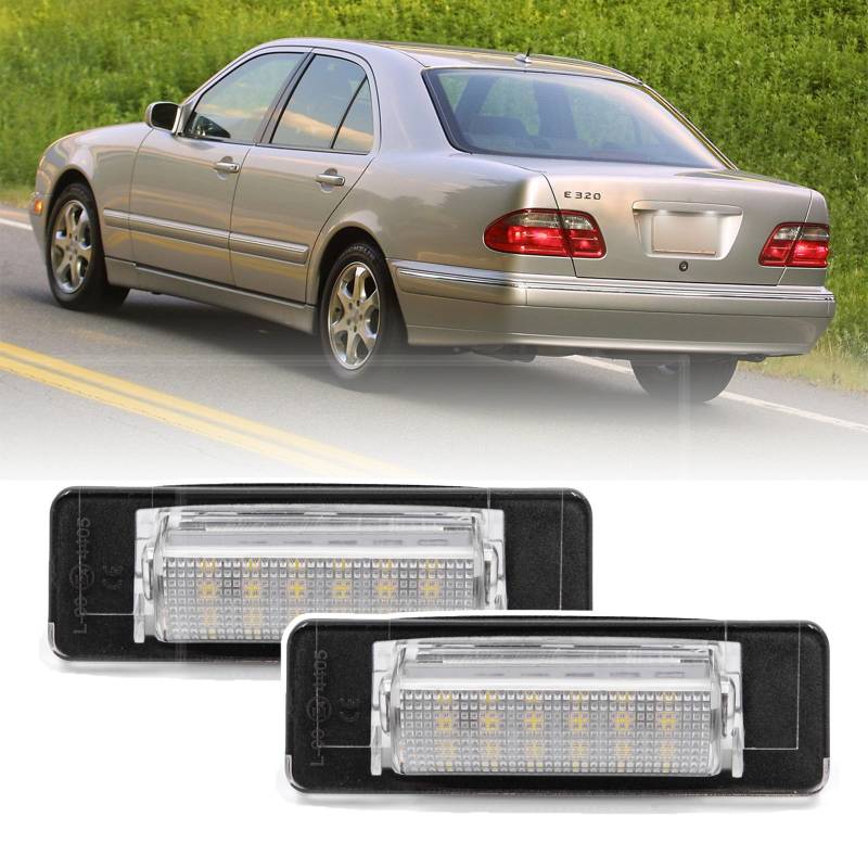 njssjd LED-Kennzeichenbeleuchtung für 1997–2000 M.ercedes Benz W210 W202 4D Facelift, Xenon-weiße Kennzeichenleuchte von njssjd