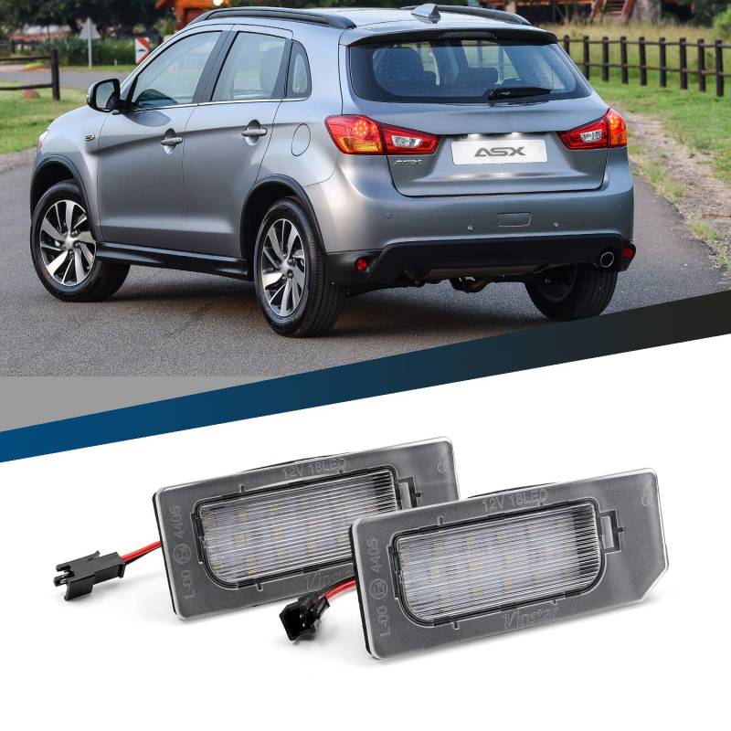 njssjd LED-Kennzeichenbeleuchtung hinten Tag Lampe kompatibel mit 2010-2021 Mitsubishi ASX Peugeot 4008 C-itroen C4 Aircross Xenon weiß Canbus fehlerfreie Kennzeichenbeleuchtung von njssjd