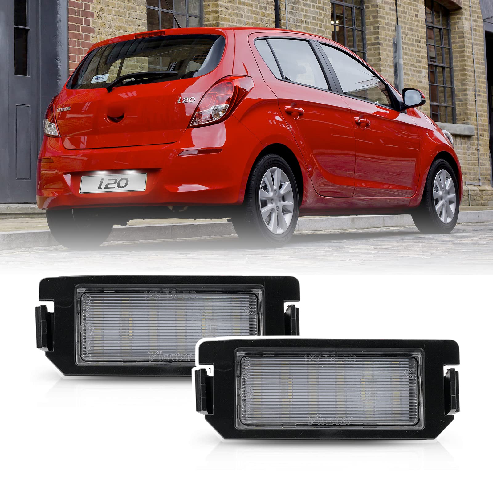 njssjd LED-Kennzeichenleuchte, kompatibel mit H.yundai i20 2008–2014, Kia Soul 2009–2015, Kia Rio III 2011–2015, Xenon-weiße Nummernschildleuchte, Tag-Lampe von njssjd