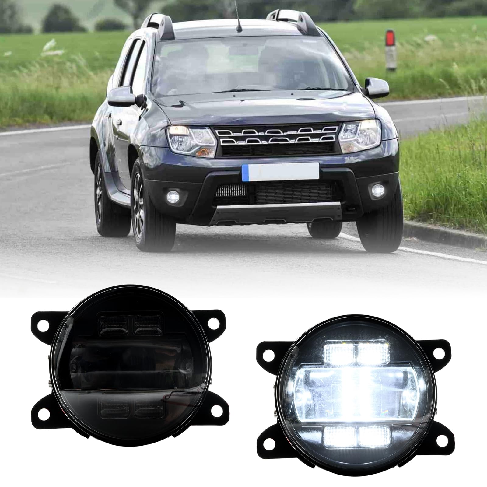 njssjd LED Nebelscheinwerfer mit Blinker DRL für R.enault Clio IV Megane II III IV Twingo II III, Dacia Duster I II Nebelscheinwerfer Frontstoßstange Nebelscheinwerfer (Rauchlinse) von njssjd