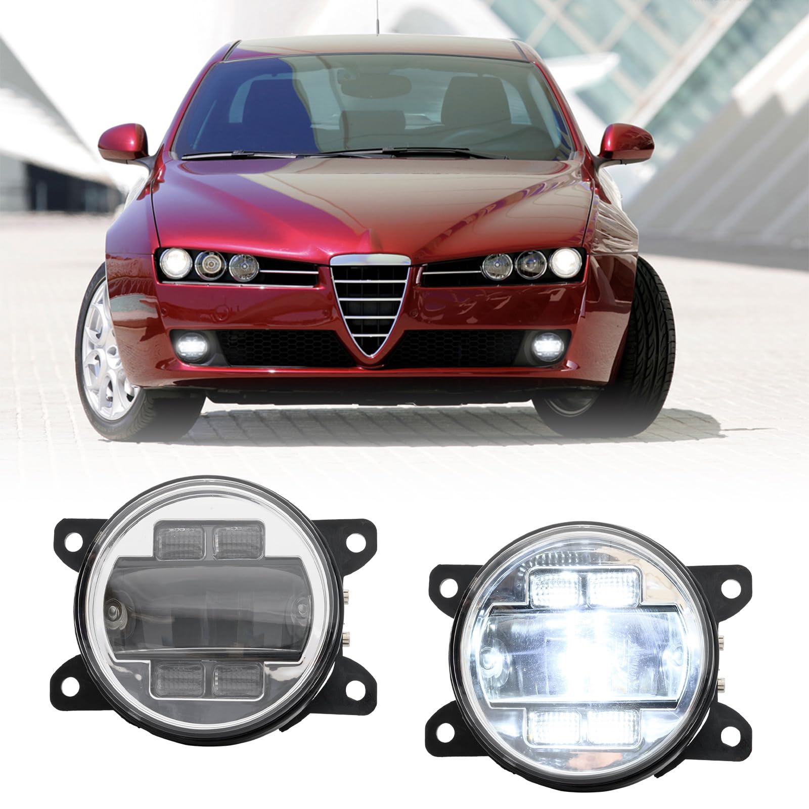 njssjd LED-Nebelscheinwerfer mit DRL-Blinkerleuchte für Alfa Romeo 156 159 Brera Stelvio, 2002–2006 Fiat Ducato Frontstoßstange Nebelscheinwerfer(klare Linse) von njssjd