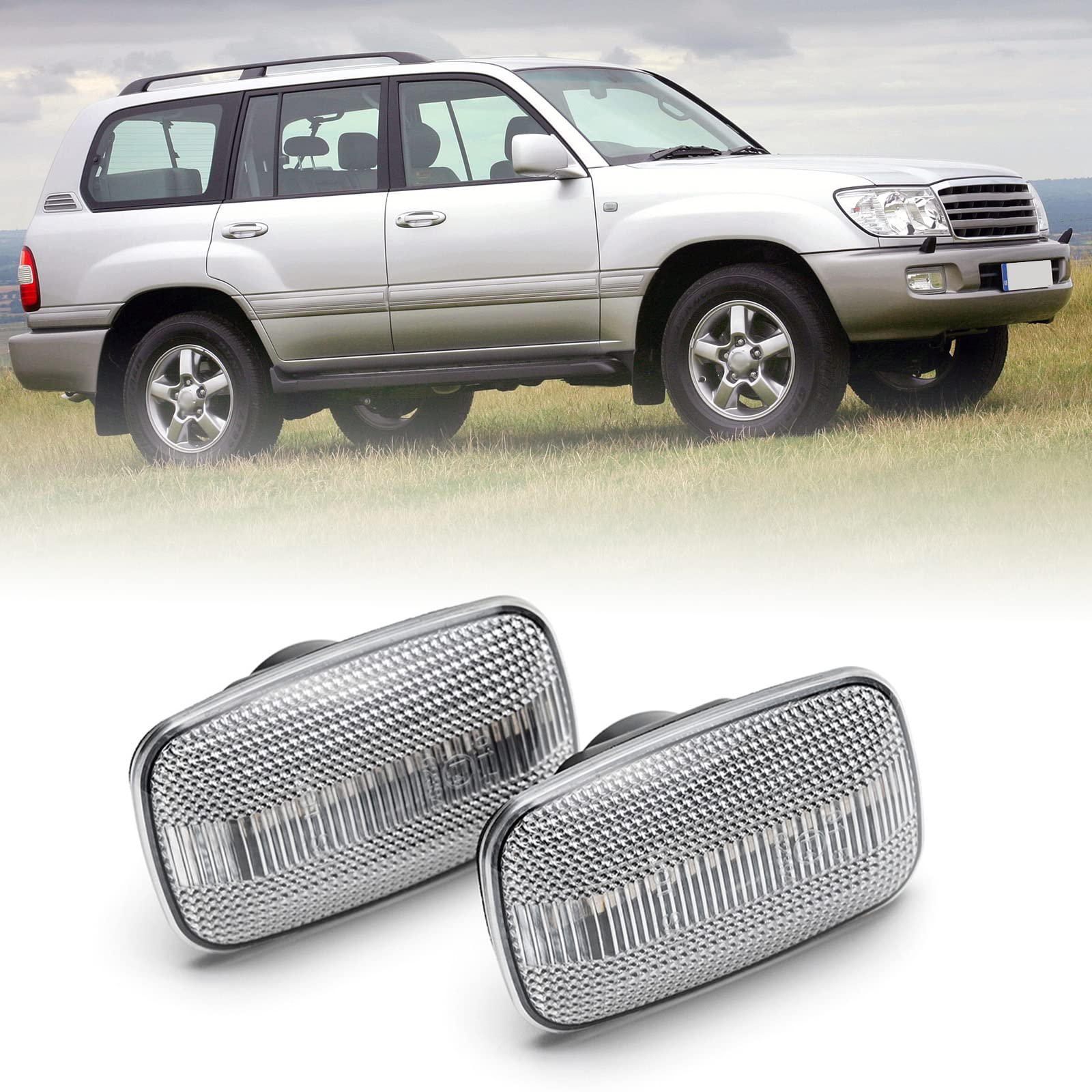 njssjd LED-Seitenblinker für Tayota Land Cruiser 100 Series Prado 90 Series Hilux FJ Cruiser Klarglas vorderer Kotflügel Zusätzliche Blinker-Blinker njssjd LED-Seitenblinker für Tayota Land Cruiser 100 Series Prado 90 Series Hilux FJ Cruiser Klarglas vorderer Kotflügel Zusätzliche Blinker-Blinker von njssjd