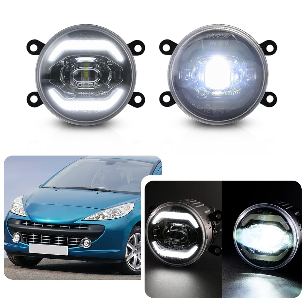 njssjd LED Tagfahrlicht Nebelscheinwerfer für Peugeot 207 207CC 207SW 307 208 2008 I 308 3008 6000K Weiß DRL Fahrlicht von njssjd