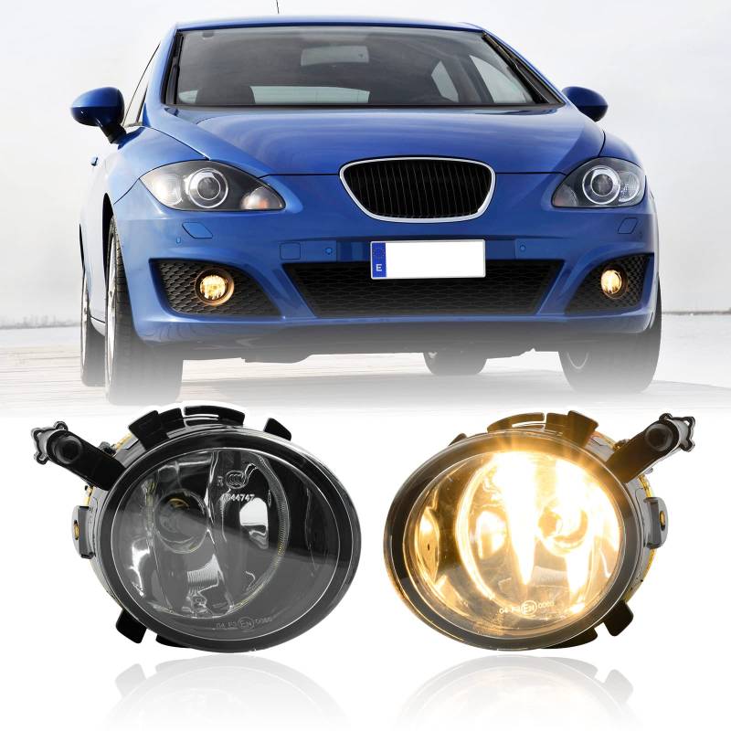 njssjd Nebelscheinwerfer-Baugruppen mit 55 W HB4 9006 Halogenlampen, kompatibel mit Seat Leon II Ibiza IV, 2009–2015 Seat Altea XL Nebelscheinwerfer Montage von njssjd