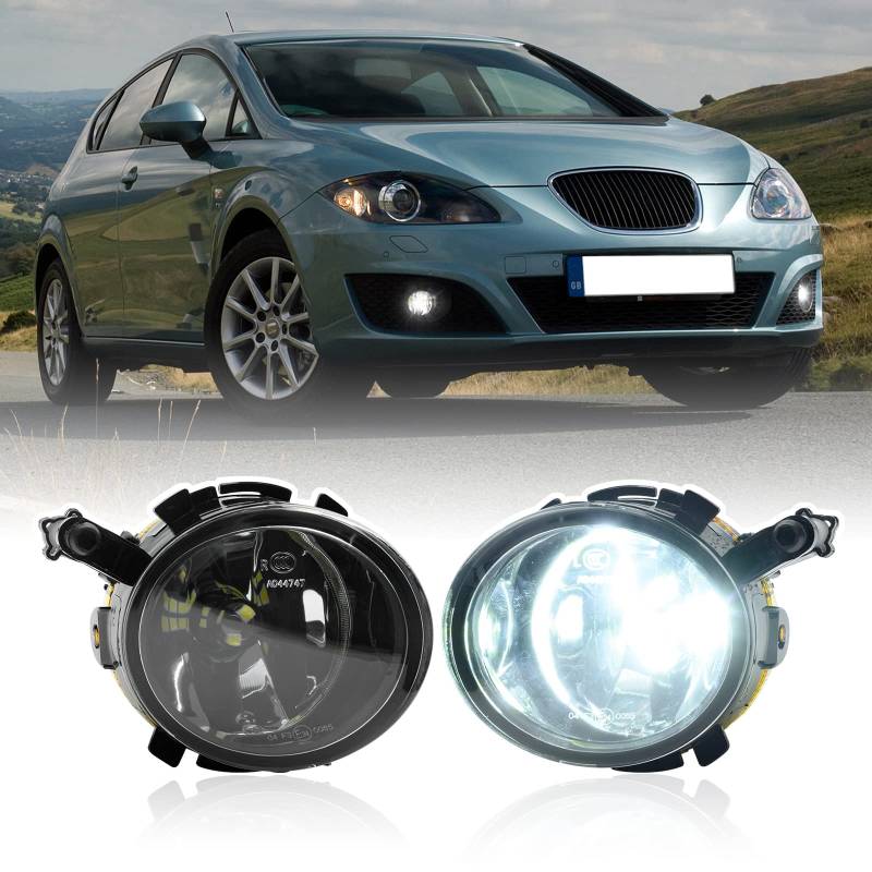 njssjd Nebelscheinwerfer-Baugruppen mit HB4 9006 LED-Leuchtmittel, kompatibel mit Seat Leon II Ibiza IV, 2009–2015 Seat Altea XL Nebelscheinwerfer von njssjd