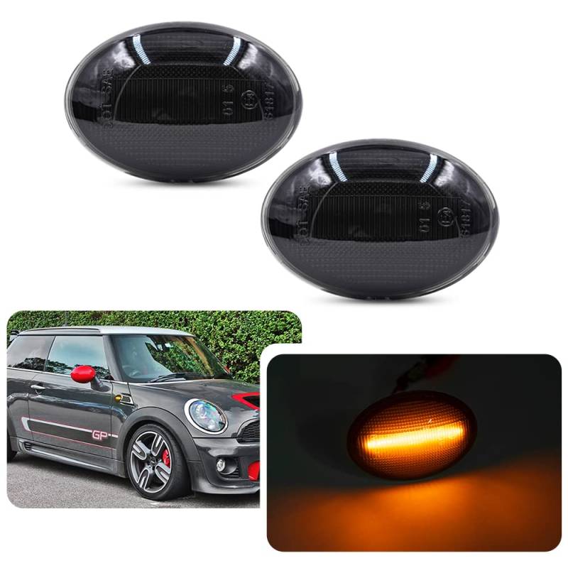 njssjd Smoke LED-Seitenblinker, Repeater-Leuchten für Mini Cooper R55, R56, R57, R58, R59, Front-LED-Seitenblinker, Blinker, Canbus, fehlerfrei von njssjd