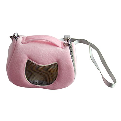 non-brand MagiDeal Tragetasche Hamster Handtasche Umhängetasche Kleintiere Tasche Plüsch Tasche, atmungsaktiv und warm für Reisen Transportieren - Typ 1 - Rosa von non-brand