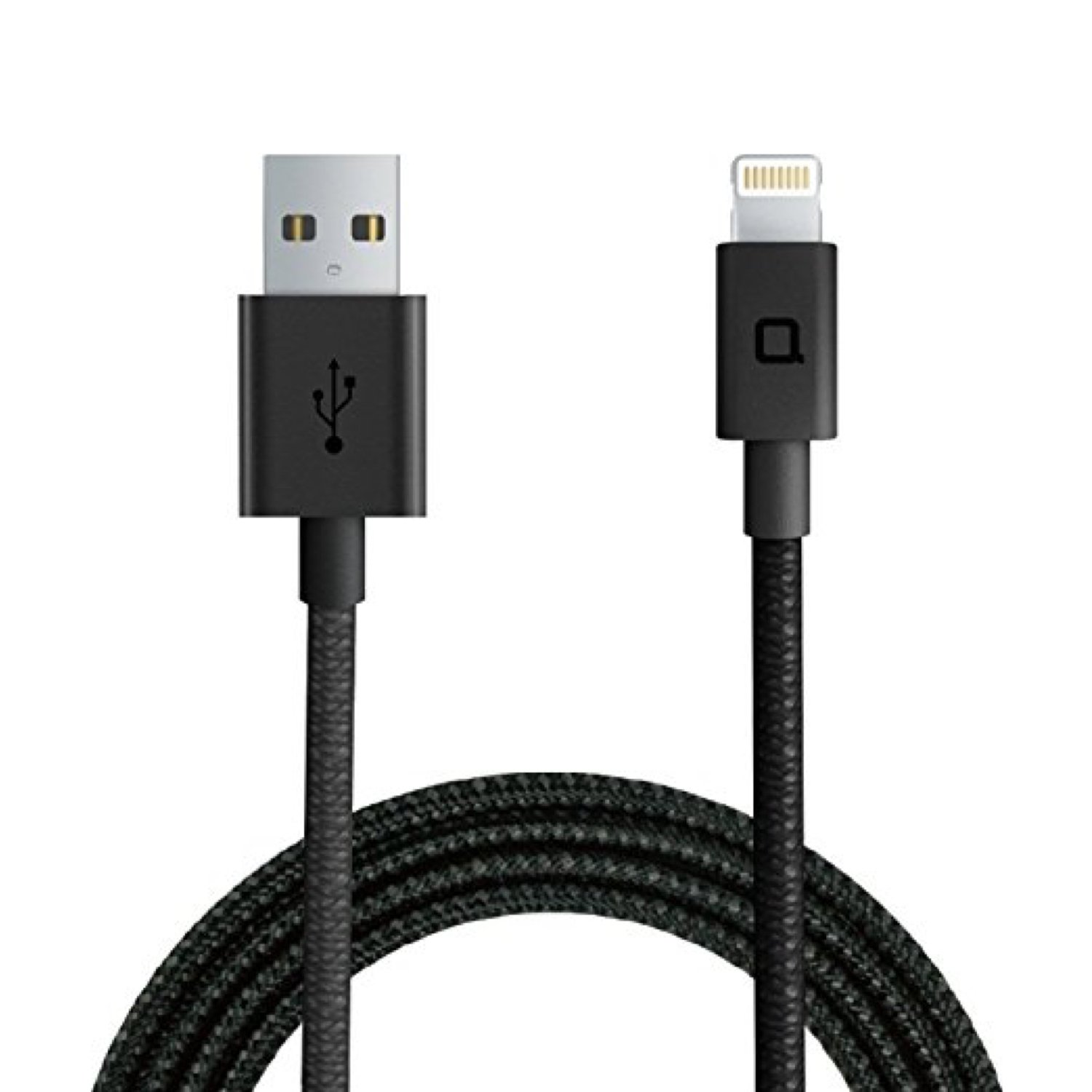 Nonda Kabel - 1,20m Lightning Ladekabel auf USB, Kabel für iPhone & iPad, Apple zertifiziert, ultra-schnelles Laden, Synchronisation, Datenübertragung, extrem strapazierfähig, Nylon, Schwarz - 1,20m von nonda