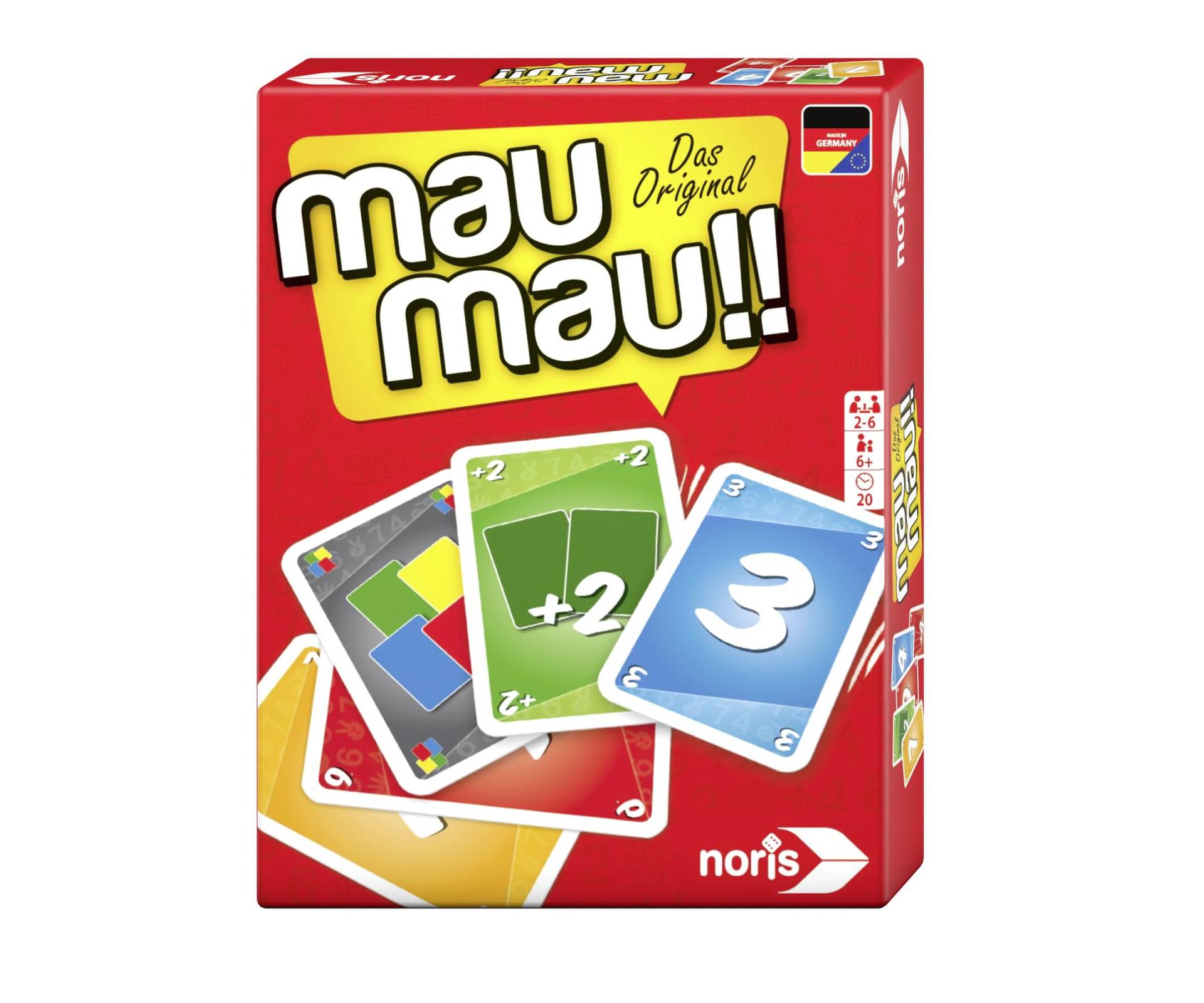 Noris 606264441 - Mau Mau, das weltbekannte Kartenspiel mit einem originellen Blatt, für 2 bis 6 Spieler ab 6 Jahren von noris