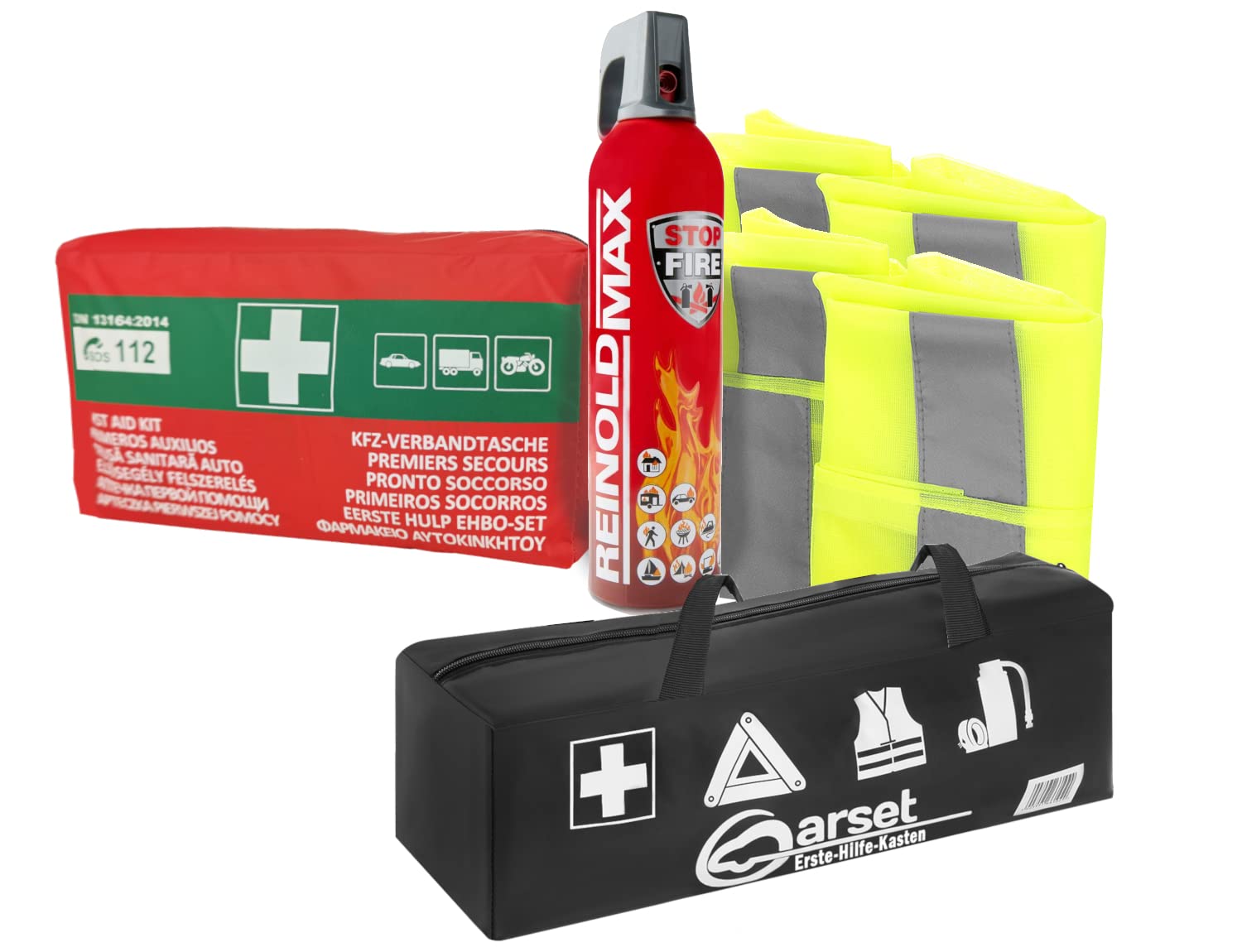 notlok Safety Work 5 in 1 Auto Notfallset | Auto Verbandskasten DIN13164 + 750ml Feuerlöschspray + 2X Warnwesten Auto + Nylontasche | Perfekt KFZ-Kombitasche - Praktisch Erste Hilfe Set Auto notlok Safety Work 5 in 1 Auto Notfallset | Auto Verbandskasten DIN13164 + 750ml Feuerlöschspray + 2X Warnwesten Auto + Nylontasche | Perfekt KFZ-Kombitasche - Praktisch Erste Hilfe Set Auto von notlok Safety Work
