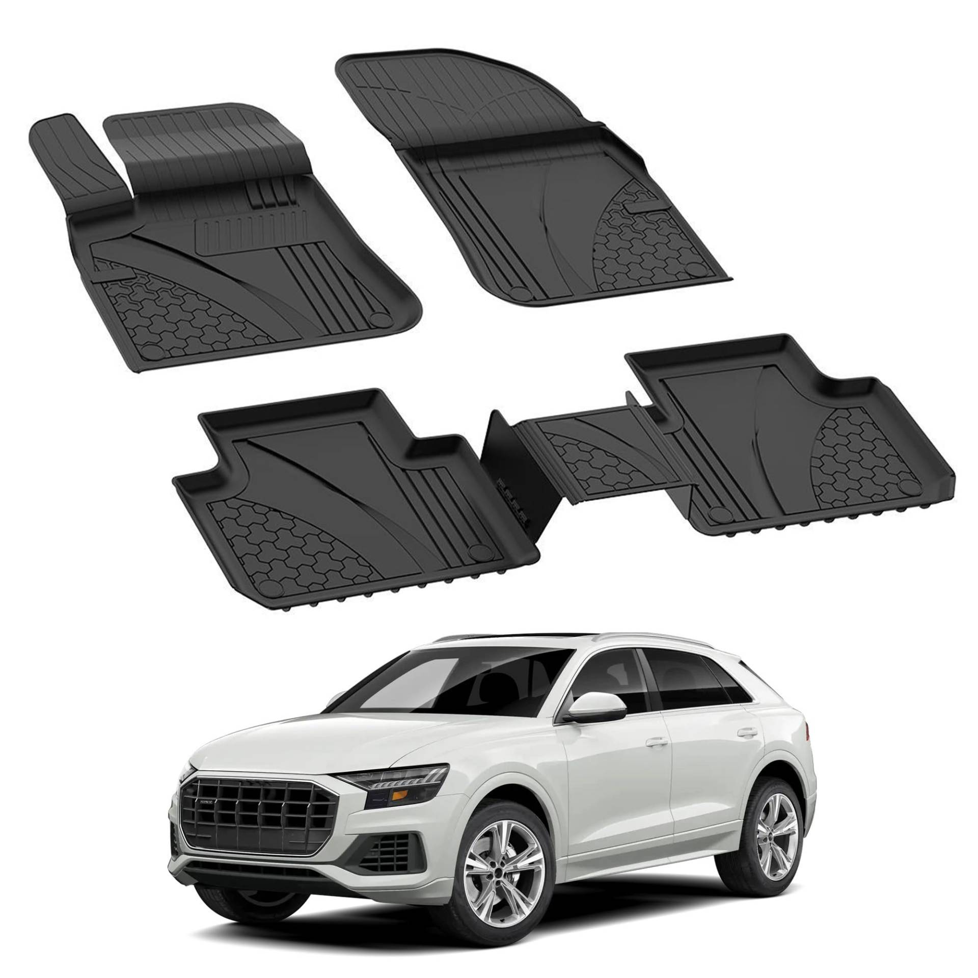 Auto Fußmatten Kompatibel mit Audi Q8 2018-2024 Geruchlos 4.5D Passform Allwetter Automatten 5 Teilige | Antirutschmatte Hoher Rand Gummimatten Schwarz Fussmatten Vorne Hinten Autoteppich Auto Fußmatten Kompatibel mit Audi Q8 2018-2024 Geruchlos 4.5D Passform Allwetter Automatten 5 Teilige | Antirutschmatte Hoher Rand Gummimatten Schwarz Fussmatten Vorne Hinten Autoteppich von noxx
