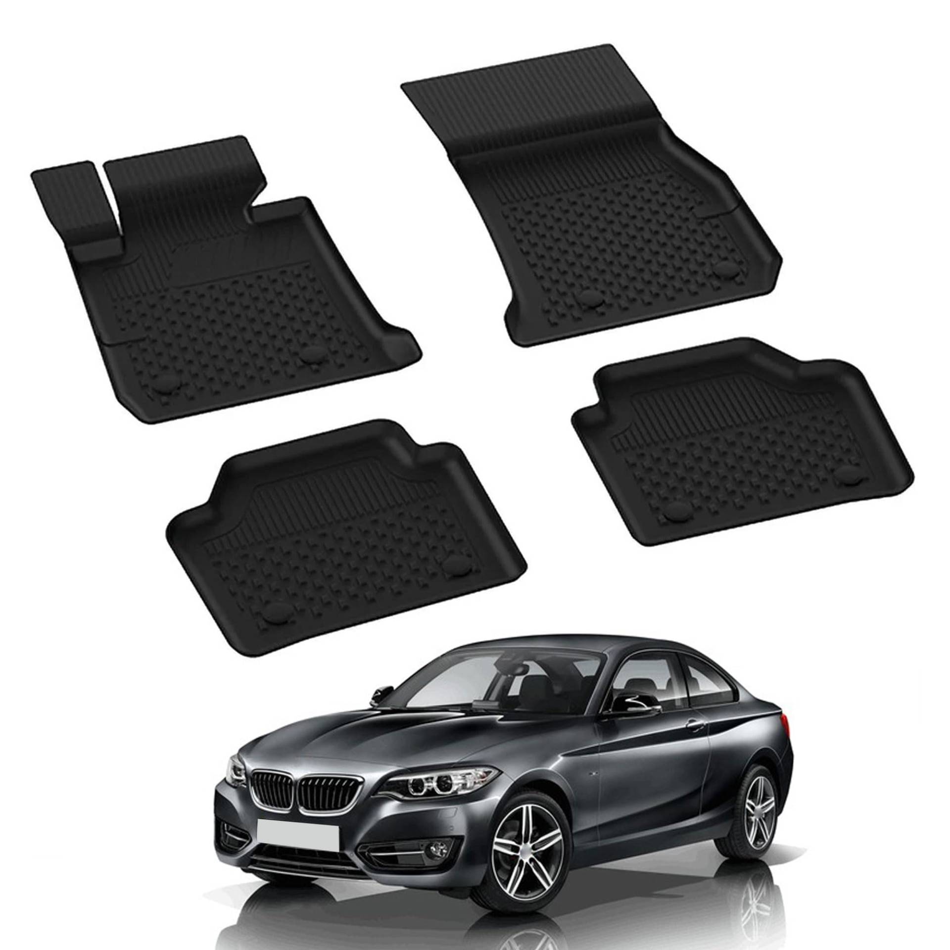 Auto Fußmatten Kompatibel mit BMW 2er F22-F23 2014-2017 Geruchlos 4.5D Passform Allwetter Automatten 4 Teilige | Antirutschmatte Hoher Rand Gummimatten Schwarz Fussmatten Vorne Hinten Autoteppich Auto Fußmatten Kompatibel mit BMW 2er F22-F23 2014-2017 Geruchlos 4.5D Passform Allwetter Automatten 4 Teilige | Antirutschmatte Hoher Rand Gummimatten Schwarz Fussmatten Vorne Hinten Autoteppich von noxx