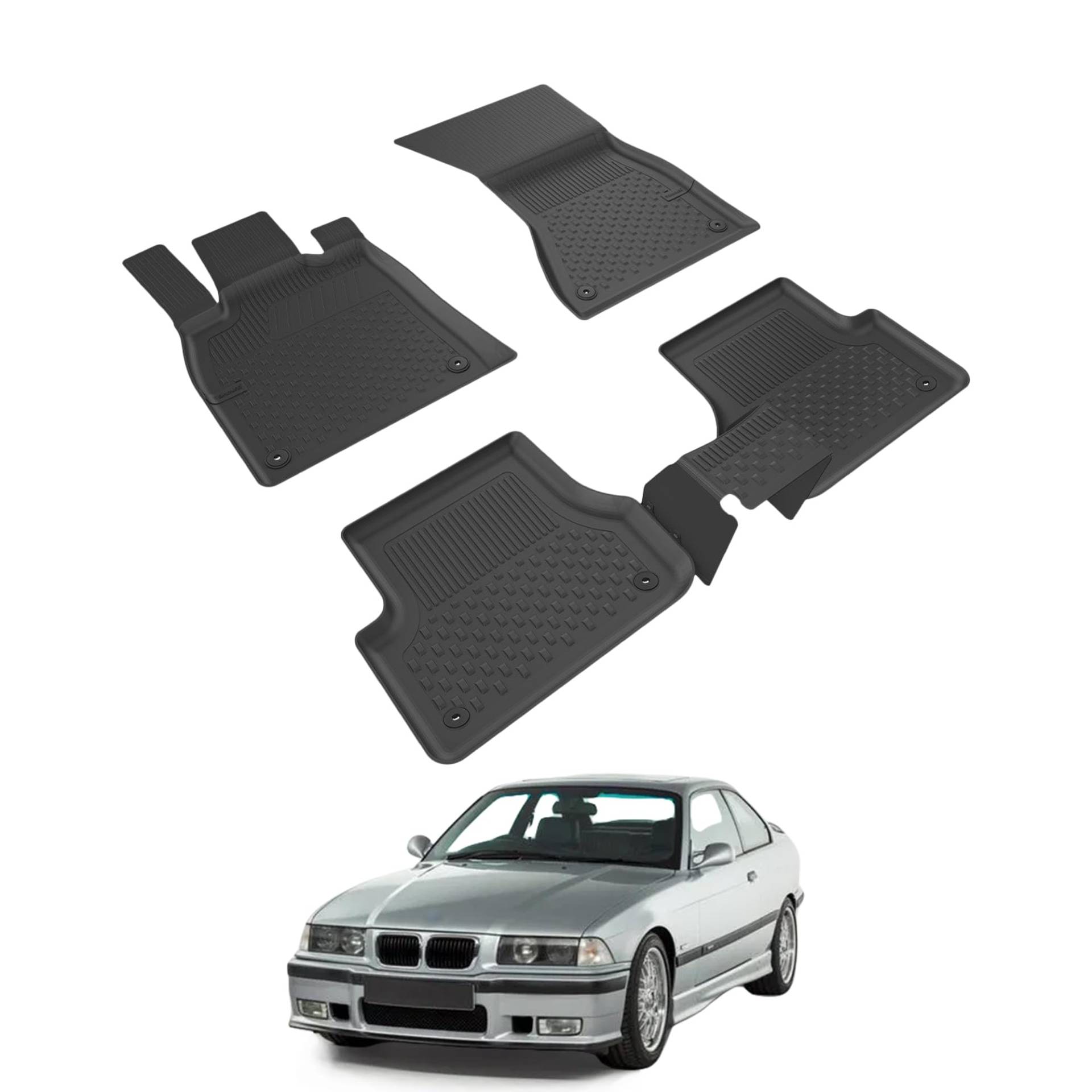Auto Fußmatten Kompatibel mit BMW 3er E36 1990-1998 Geruchlos 4.5D Passform Allwetter Automatten 5 Teilige | Antirutschmatte Hoher Rand Gummimatten Schwarz Fussmatten Vorne Hinten Autoteppich Auto Fußmatten Kompatibel mit BMW 3er E36 1990-1998 Geruchlos 4.5D Passform Allwetter Automatten 5 Teilige | Antirutschmatte Hoher Rand Gummimatten Schwarz Fussmatten Vorne Hinten Autoteppich von noxx