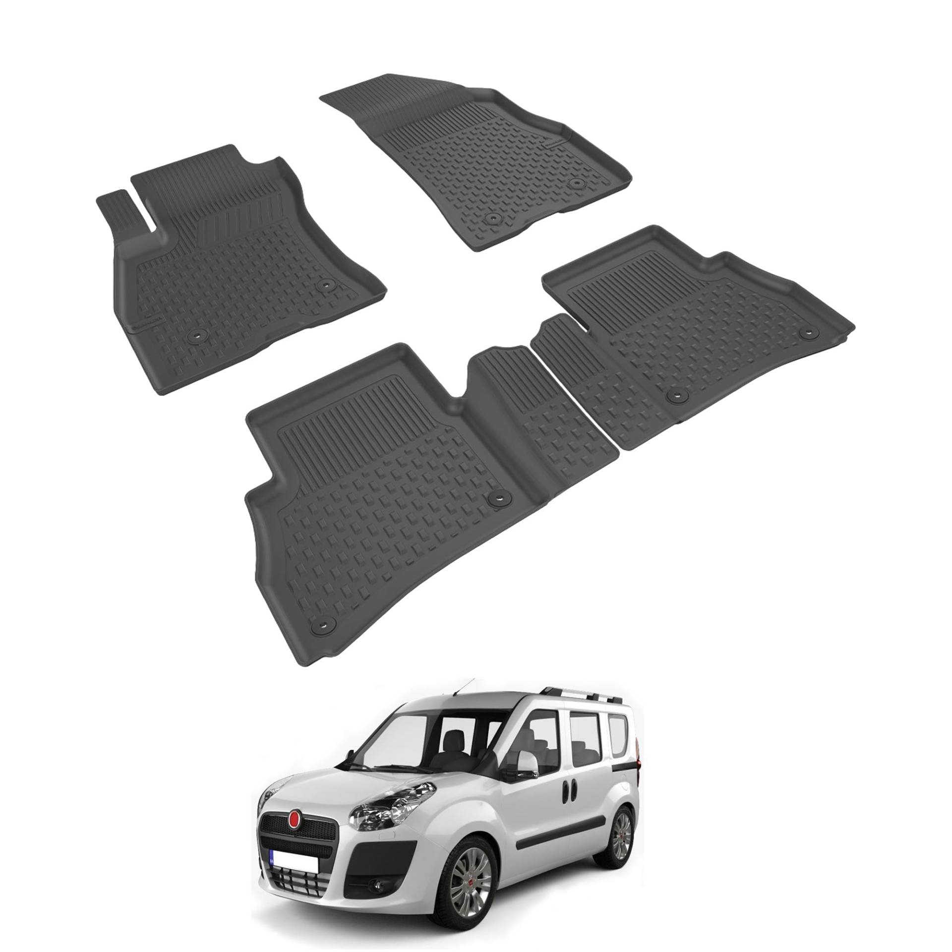 Auto Fußmatten Kompatibel mit FIAT Doblo IV 2015-2022 Geruchlos 4.5D Passform Allwetter Automatten 5 Teilige | Antirutschmatte Hoher Rand Gummimatten Schwarz Fussmatten Vorne Hinten Autoteppich Auto Fußmatten Kompatibel mit FIAT Doblo IV 2015-2022 Geruchlos 4.5D Passform Allwetter Automatten 5 Teilige | Antirutschmatte Hoher Rand Gummimatten Schwarz Fussmatten Vorne Hinten Autoteppich von noxx