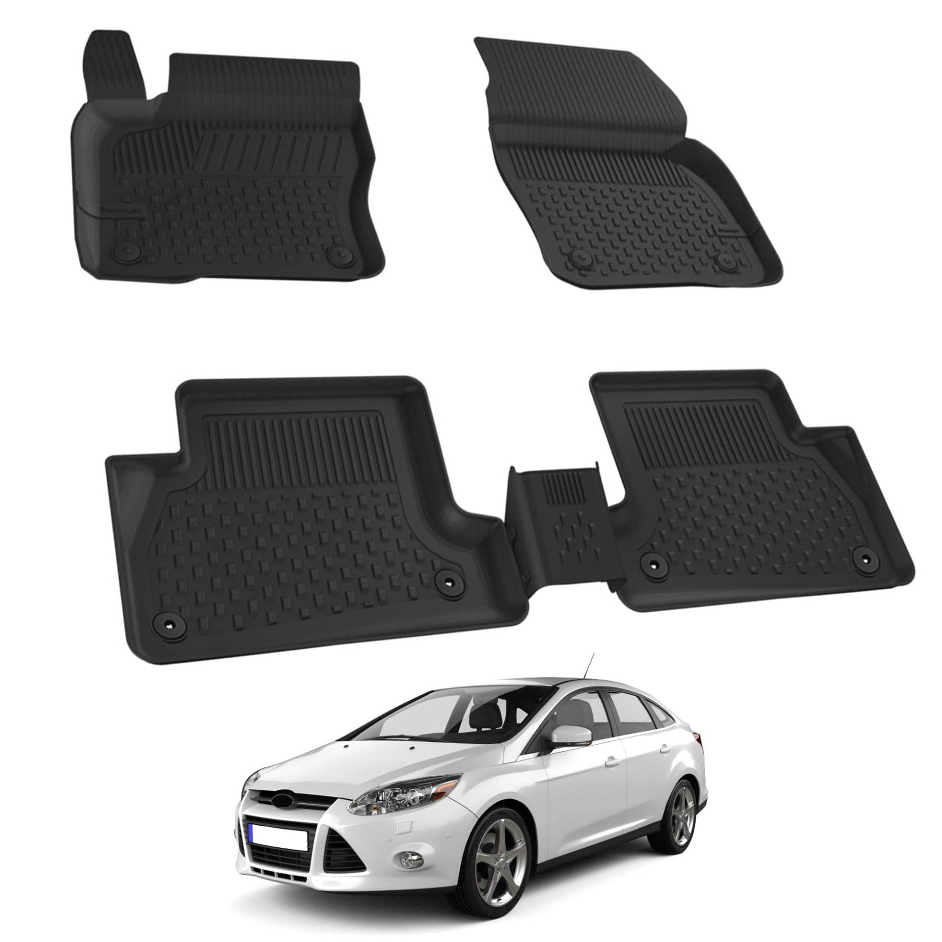 Auto Fußmatten Kompatibel mit Ford Focus III Limo/KLW 2010-2018 Geruchlos 4.5D Passform Allwetter Automatten 5 TLG | Antirutschmatte Höhe Rand Gummimatten Schwarz Fussmatten Vorne Hinten Autoteppich Auto Fußmatten Kompatibel mit Ford Focus III Limo/KLW 2010-2018 Geruchlos 4.5D Passform Allwetter Automatten 5 TLG | Antirutschmatte Höhe Rand Gummimatten Schwarz Fussmatten Vorne Hinten Autoteppich von noxx