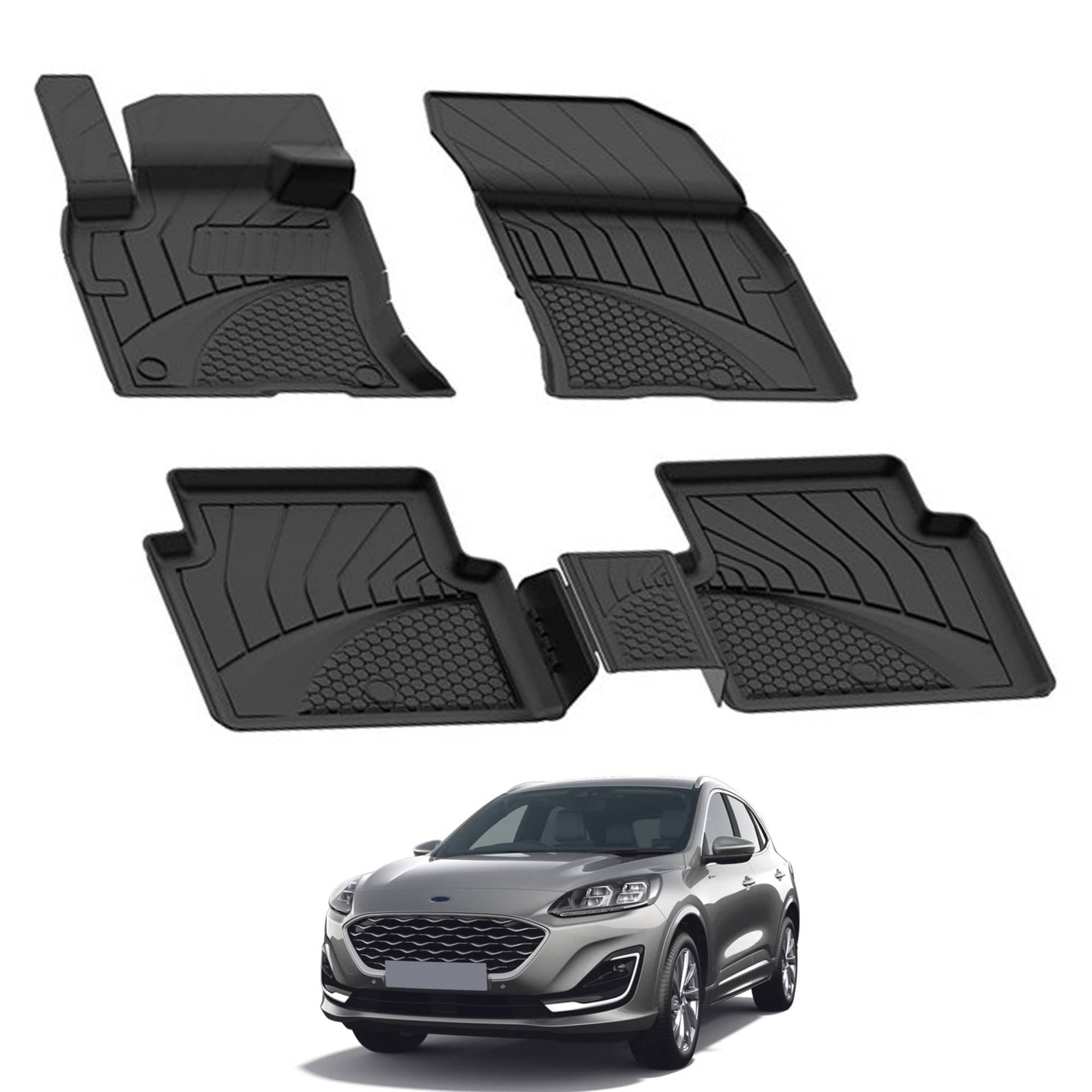 Auto Fußmatten Kompatibel mit Ford Kuga 2020-2024 Geruchlos 4.5D Passform Allwetter Automatten 5 Teilige | Antirutschmatte Hoher Rand Gummimatten Schwarz Fussmatten Vorne Hinten Autoteppich Auto Fußmatten Kompatibel mit Ford Kuga 2020-2024 Geruchlos 4.5D Passform Allwetter Automatten 5 Teilige | Antirutschmatte Hoher Rand Gummimatten Schwarz Fussmatten Vorne Hinten Autoteppich von noxx