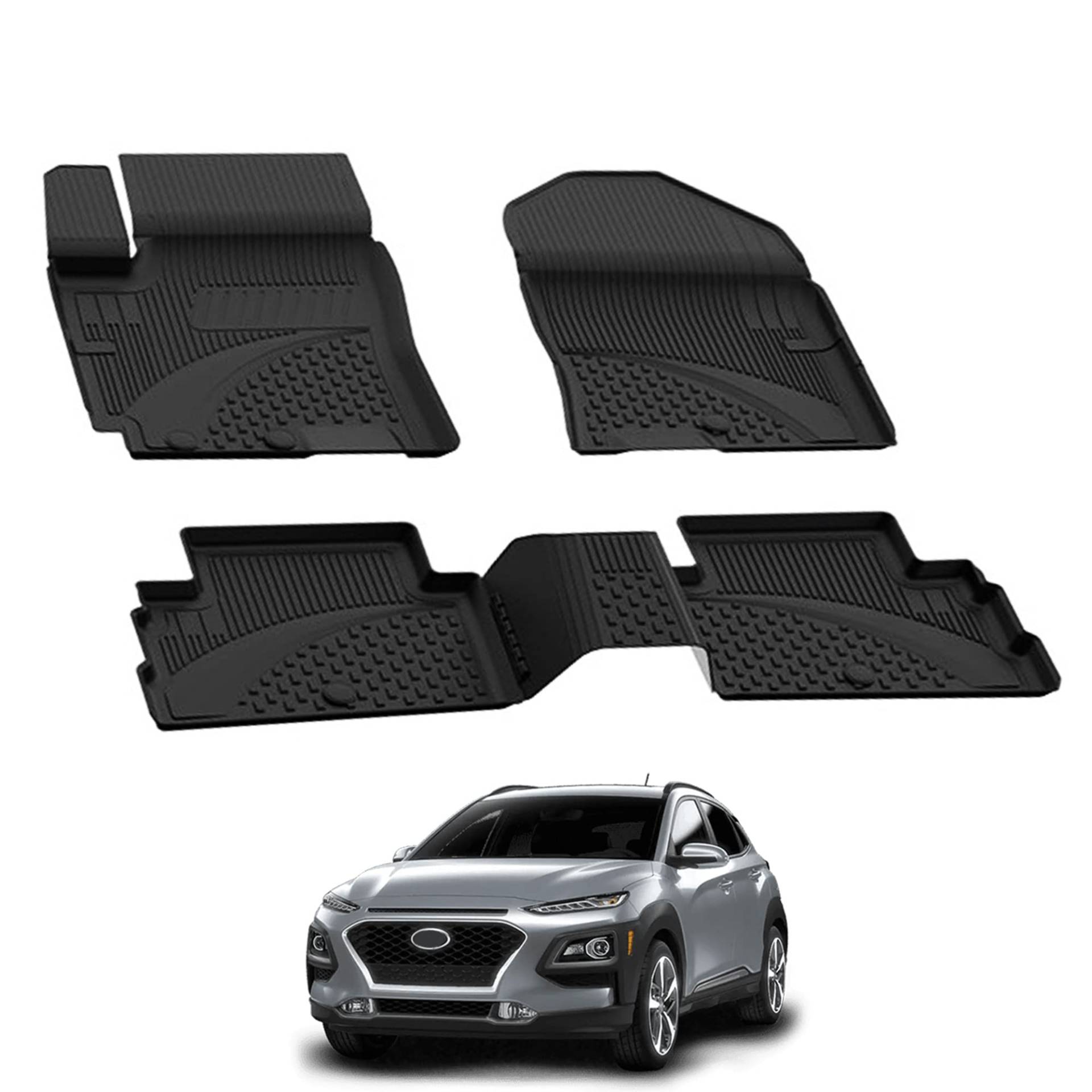 Auto Fußmatten Kompatibel mit Hyundai Kona 2017-2023 Geruchlos 4.5D Passform Allwetter Automatten 5 Teilige | Antirutschmatte Hoher Rand Gummimatten Schwarz Fussmatten Vorne Hinten Autoteppich Auto Fußmatten Kompatibel mit Hyundai Kona 2017-2023 Geruchlos 4.5D Passform Allwetter Automatten 5 Teilige | Antirutschmatte Hoher Rand Gummimatten Schwarz Fussmatten Vorne Hinten Autoteppich von noxx