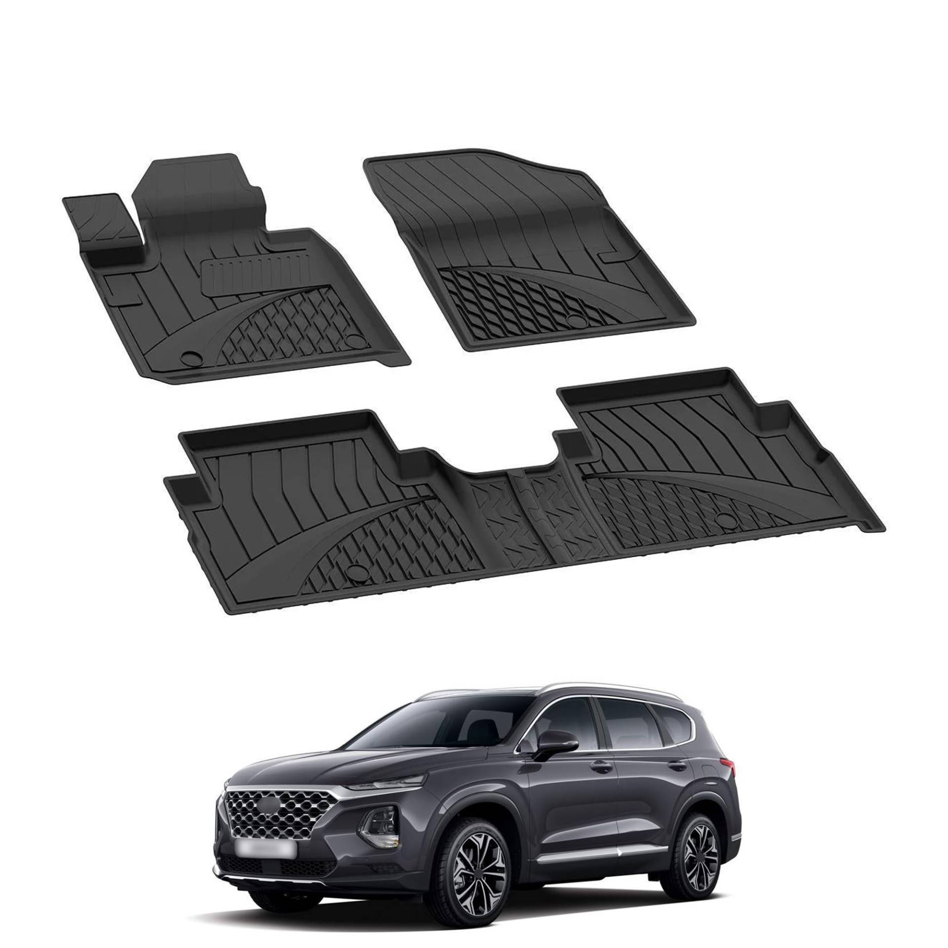 Auto Fußmatten Kompatibel mit Hyundai Santa Fe Diesel/Benzin 2018-2024 Geruchlos 4.5D Passform Allwetter Automatten 4 Teilige | Antirutschmatte Hoher Rand Gummimatten Schwarz Fussmatten Vorne Hinten Auto Fußmatten Kompatibel mit Hyundai Santa Fe Diesel/Benzin 2018-2024 Geruchlos 4.5D Passform Allwetter Automatten 4 Teilige | Antirutschmatte Hoher Rand Gummimatten Schwarz Fussmatten Vorne Hinten von noxx
