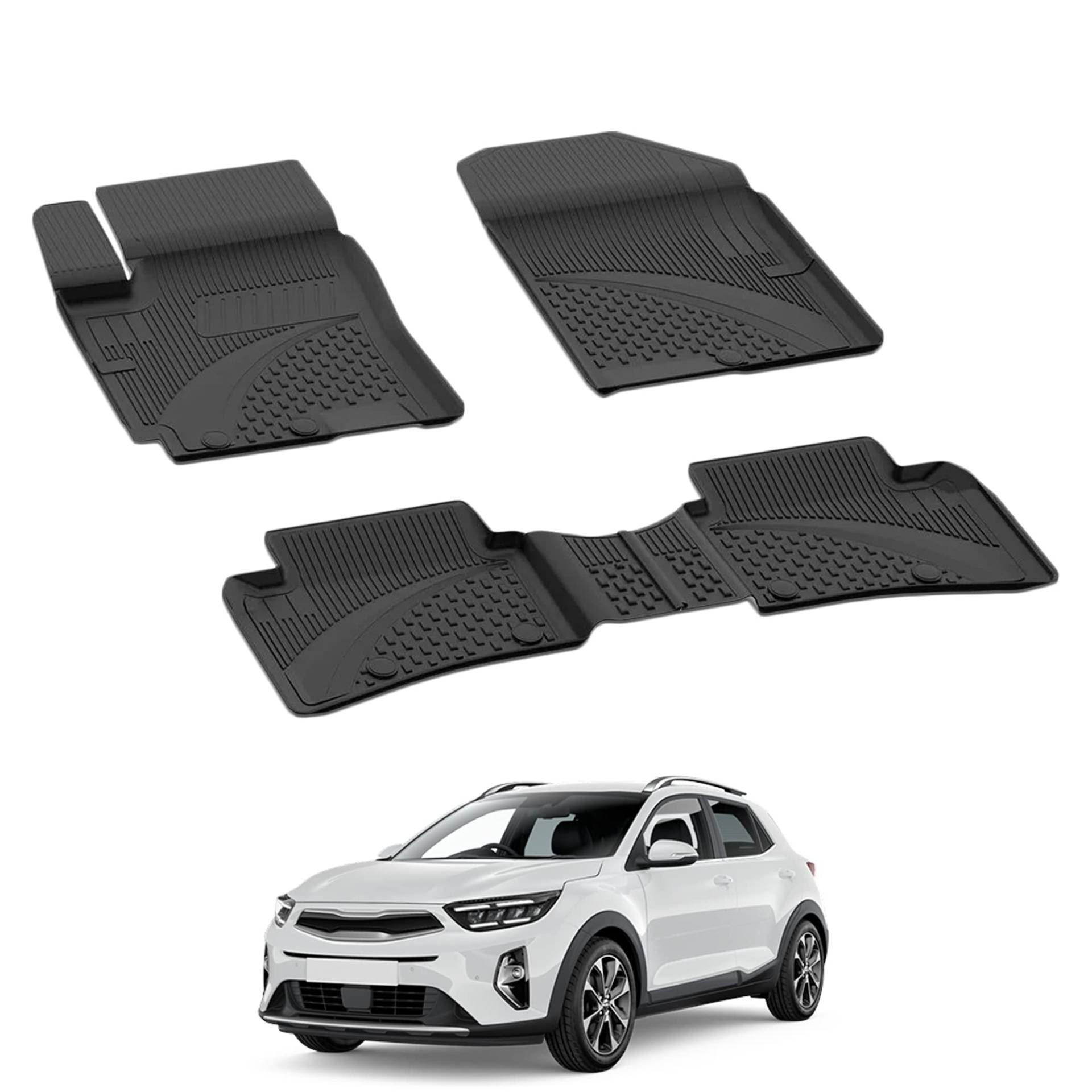 Auto Fußmatten Kompatibel mit KIA Stonic 2017-2024 Geruchlos 4.5D Passform Allwetter Automatten 5 Teilige | Antirutschmatte Hoher Rand Gummimatten Schwarz Fussmatten Vorne Hinten Autoteppich Auto Fußmatten Kompatibel mit KIA Stonic 2017-2024 Geruchlos 4.5D Passform Allwetter Automatten 5 Teilige | Antirutschmatte Hoher Rand Gummimatten Schwarz Fussmatten Vorne Hinten Autoteppich von noxx