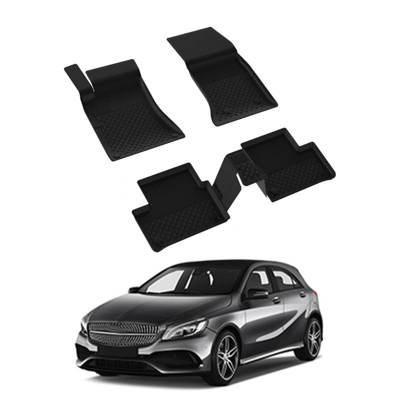Auto Fußmatten Kompatibel mit Mercedes A Series W177 / V177 2018-2024 Geruchlos 4.5D Passform Allwetter Automatten 5 TLG | Antirutschmatte Hoher Rand Gummimatten Schwarz Fussmatten Vorne Hinten von noxx