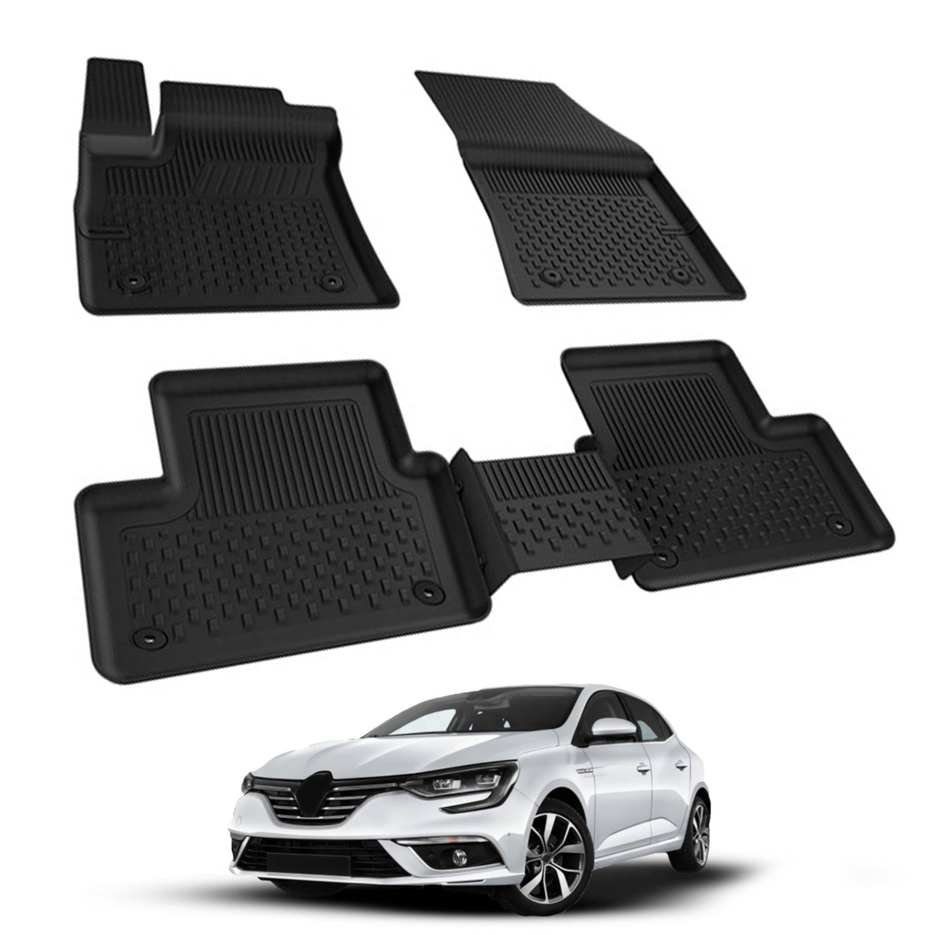 Auto Fußmatten Kompatibel mit Renault Megane IV Limo 2016-2024 Geruchlos 4.5D Passform Allwetter Automatten 5 TLG | Antirutschmatte Hoher Rand Gummimatten Schwarz Fussmatten Vorne Hinten Autoteppich Auto Fußmatten Kompatibel mit Renault Megane IV Limo 2016-2024 Geruchlos 4.5D Passform Allwetter Automatten 5 TLG | Antirutschmatte Hoher Rand Gummimatten Schwarz Fussmatten Vorne Hinten Autoteppich von noxx