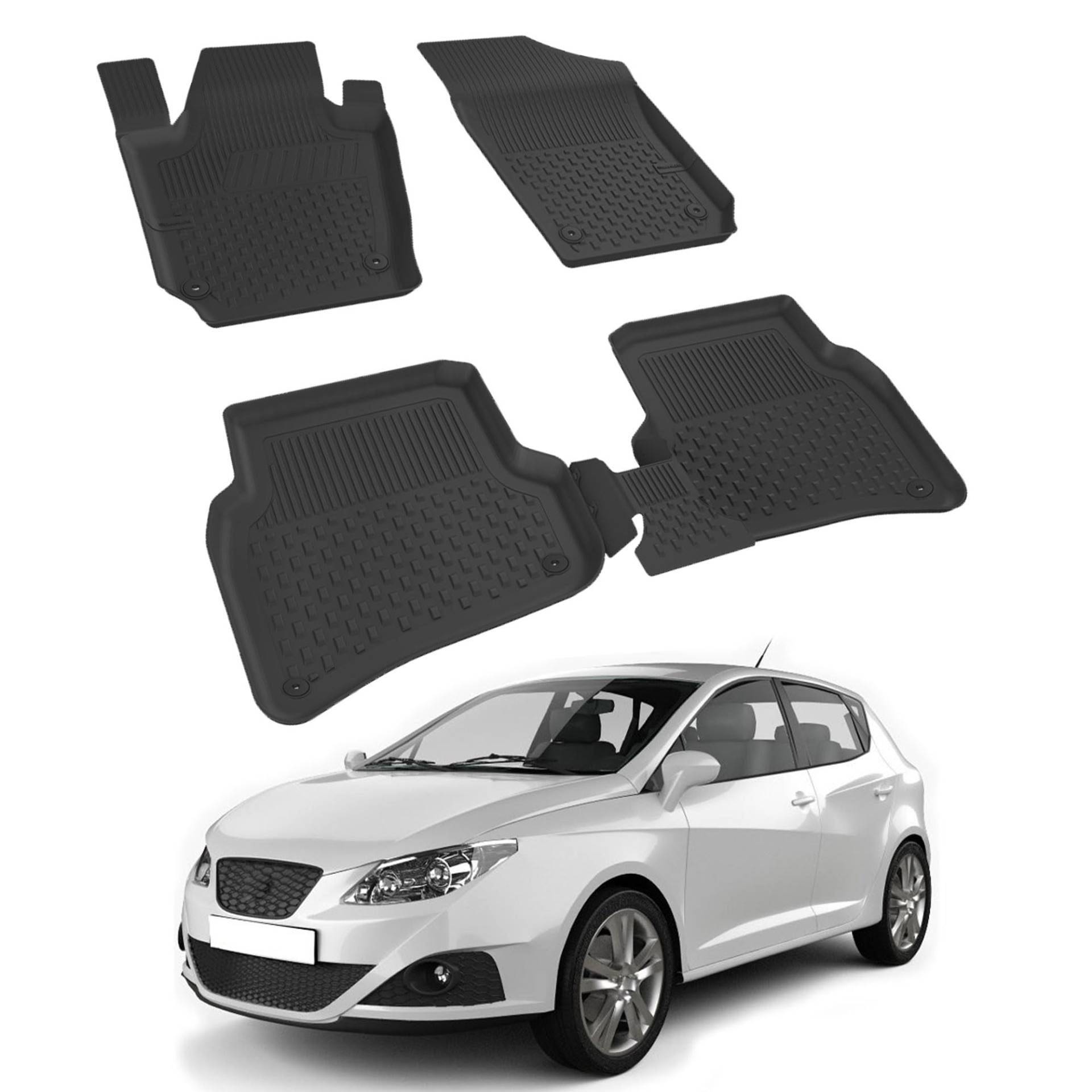 Auto Fußmatten Kompatibel mit SEAT Ibiza IV 2009-2017 Geruchlos 4.5D Passform Allwetter Automatten 5 Teilige | Antirutschmatte Hoher Rand Gummimatten Schwarz Fussmatten Vorne Hinten Autoteppich Auto Fußmatten Kompatibel mit SEAT Ibiza IV 2009-2017 Geruchlos 4.5D Passform Allwetter Automatten 5 Teilige | Antirutschmatte Hoher Rand Gummimatten Schwarz Fussmatten Vorne Hinten Autoteppich von noxx