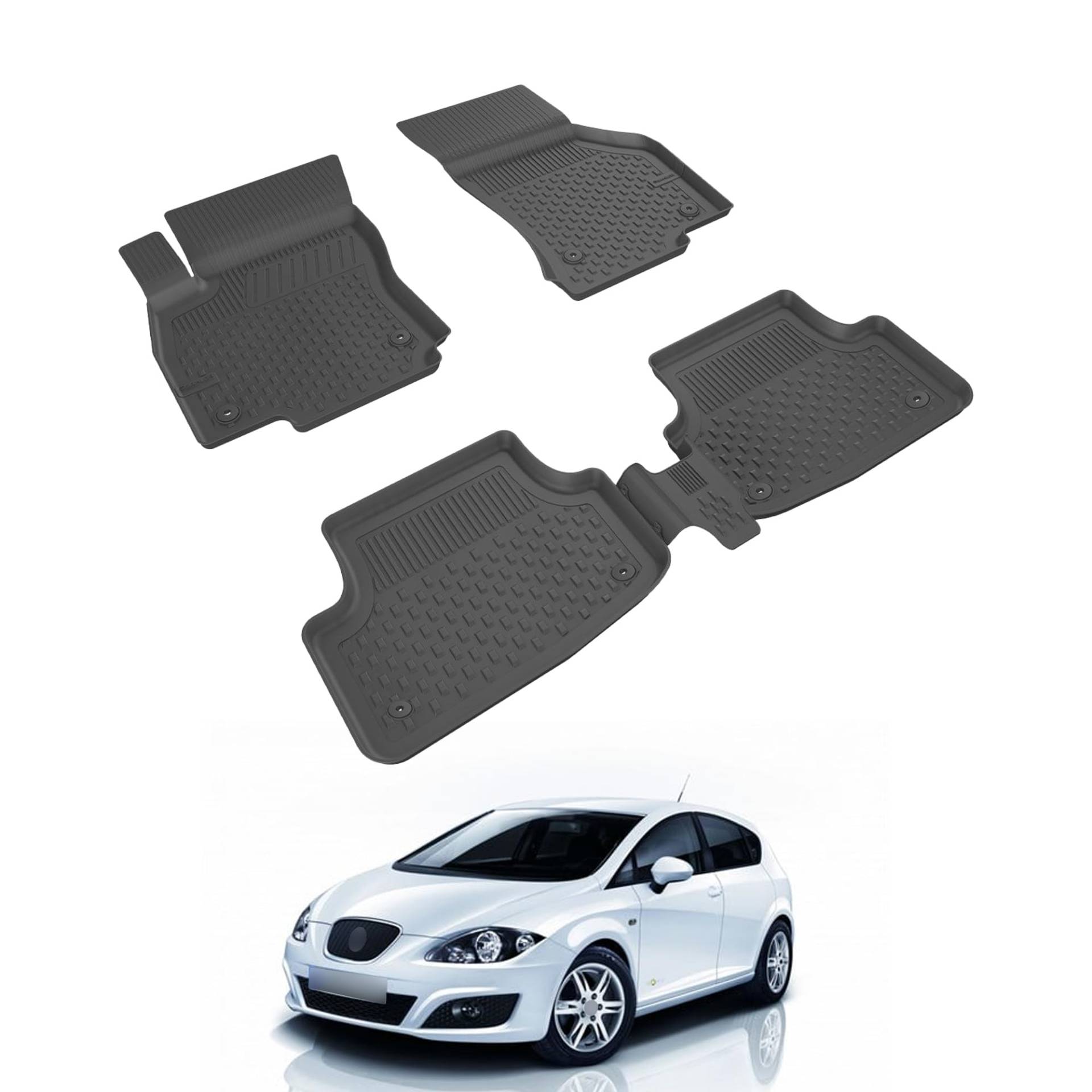 Auto Fußmatten Kompatibel mit SEAT Leon II 2006-2012 Geruchlos 4.5D Passform Allwetter Automatten 5 Teilige | Antirutschmatte Hoher Rand Gummimatten Schwarz Fussmatten Vorne Hinten Autoteppich Auto Fußmatten Kompatibel mit SEAT Leon II 2006-2012 Geruchlos 4.5D Passform Allwetter Automatten 5 Teilige | Antirutschmatte Hoher Rand Gummimatten Schwarz Fussmatten Vorne Hinten Autoteppich von noxx
