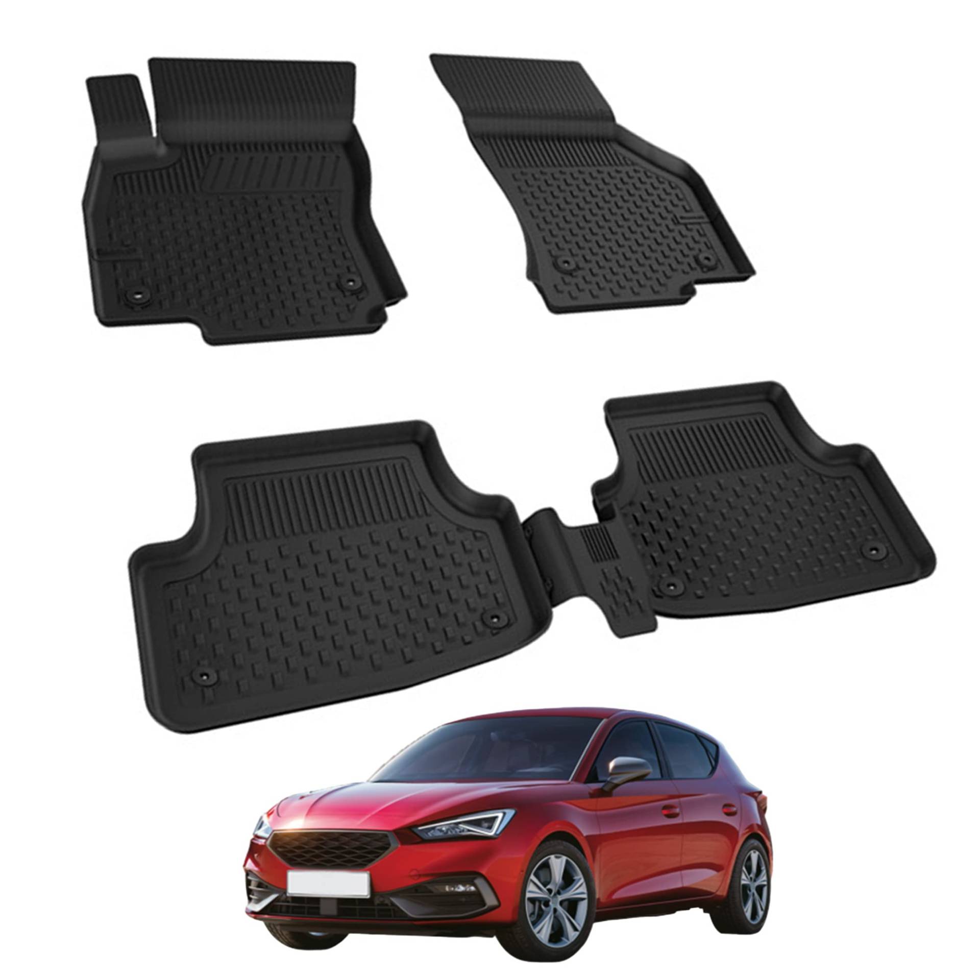 Auto Fußmatten Kompatibel mit SEAT Leon III 2013-2020 Geruchlos 4.5D Passform Allwetter Automatten 5 Teilige | Antirutschmatte Hoher Rand Gummimatten Schwarz Fussmatten Vorne Hinten Autoteppich Auto Fußmatten Kompatibel mit SEAT Leon III 2013-2020 Geruchlos 4.5D Passform Allwetter Automatten 5 Teilige | Antirutschmatte Hoher Rand Gummimatten Schwarz Fussmatten Vorne Hinten Autoteppich von noxx