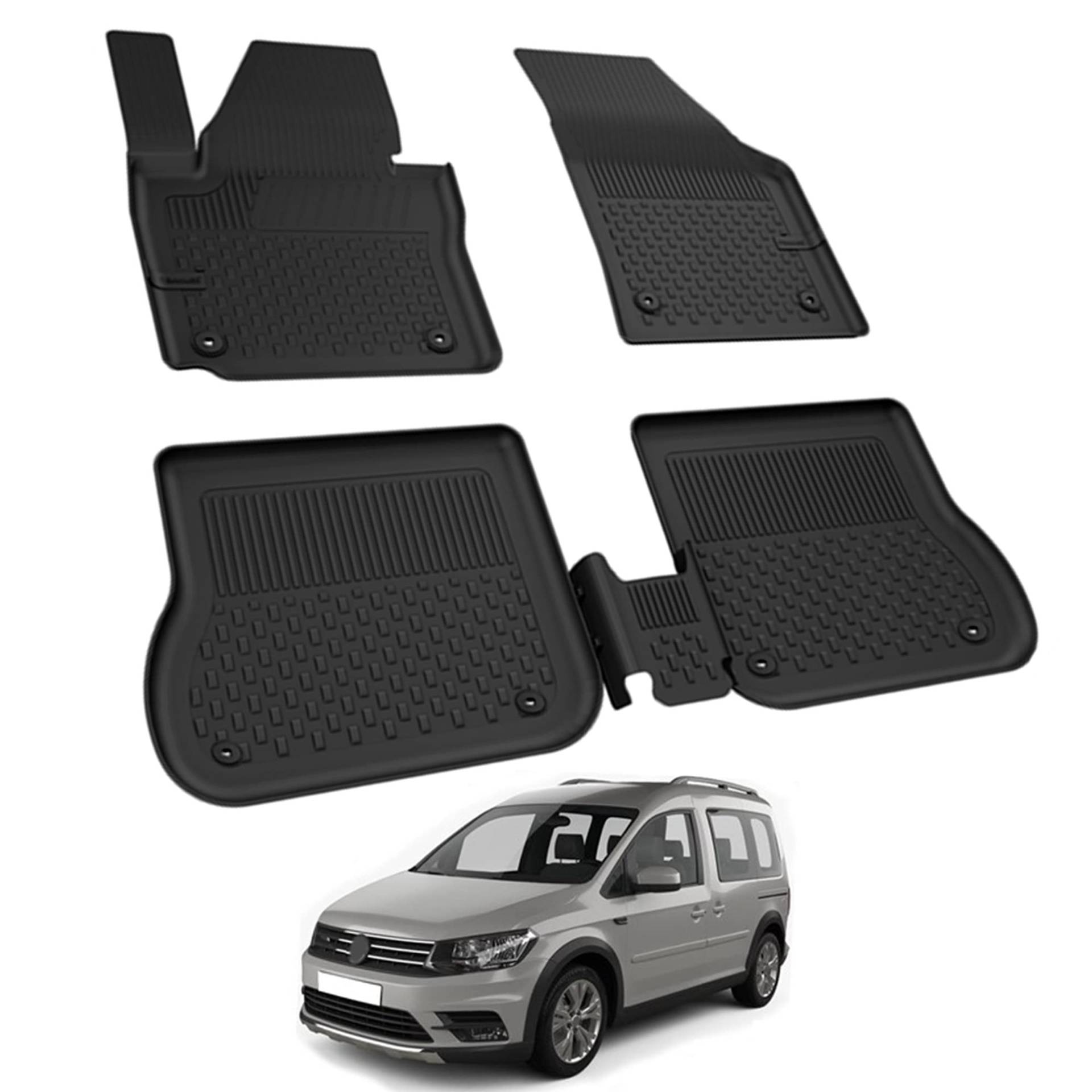 Auto Fußmatten Kompatibel mit VW Caddy 2004-2010 Geruchlos 4.5D Passform Allwetter Automatten 5 Teilige | Antirutschmatte Hoher Rand Gummimatten Schwarz Fussmatten Vorne Hinten Autoteppich Auto Fußmatten Kompatibel mit VW Caddy 2004-2010 Geruchlos 4.5D Passform Allwetter Automatten 5 Teilige | Antirutschmatte Hoher Rand Gummimatten Schwarz Fussmatten Vorne Hinten Autoteppich von noxx