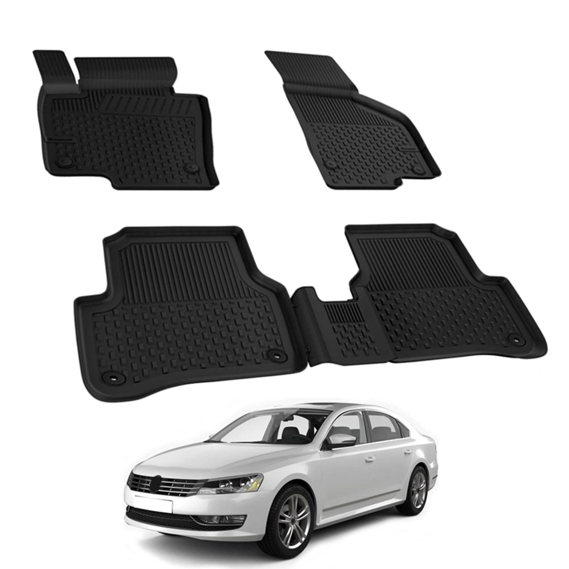 Auto Fußmatten Kompatibel mit VW Passat B7 2010-2014 Geruchlos 4.5D Passform Allwetter Automatten 5 Teilige | Antirutschmatte Hoher Rand Gummimatten Schwarz Fussmatten Vorne Hinten Autoteppich Auto Fußmatten Kompatibel mit VW Passat B7 2010-2014 Geruchlos 4.5D Passform Allwetter Automatten 5 Teilige | Antirutschmatte Hoher Rand Gummimatten Schwarz Fussmatten Vorne Hinten Autoteppich von noxx