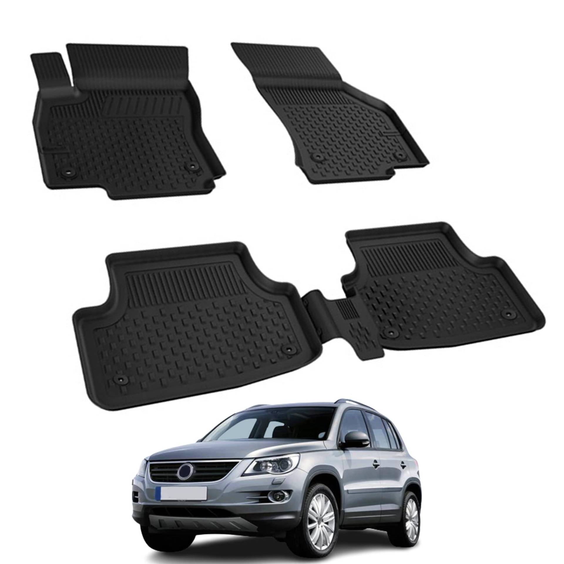 Auto Fußmatten Kompatibel mit VW Tiguan 2007-2015 Geruchlos 4.5D Passform Allwetter Automatten 5 Teilige | Antirutschmatte Hoher Rand Gummimatten Schwarz Fussmatten Vorne Hinten Autoteppich Auto Fußmatten Kompatibel mit VW Tiguan 2007-2015 Geruchlos 4.5D Passform Allwetter Automatten 5 Teilige | Antirutschmatte Hoher Rand Gummimatten Schwarz Fussmatten Vorne Hinten Autoteppich von noxx