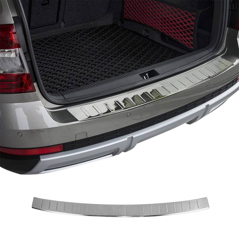 Noxx | Chrom Ladekantenschutz Kompatibel Mit Skoda Octavia A7 Limo 2013-2020 | Abkantung Edelstahl 304 | Stoßstangenschutz, Heckstoßstangenschutz Auto-Exterieur-Zubehör von noxx